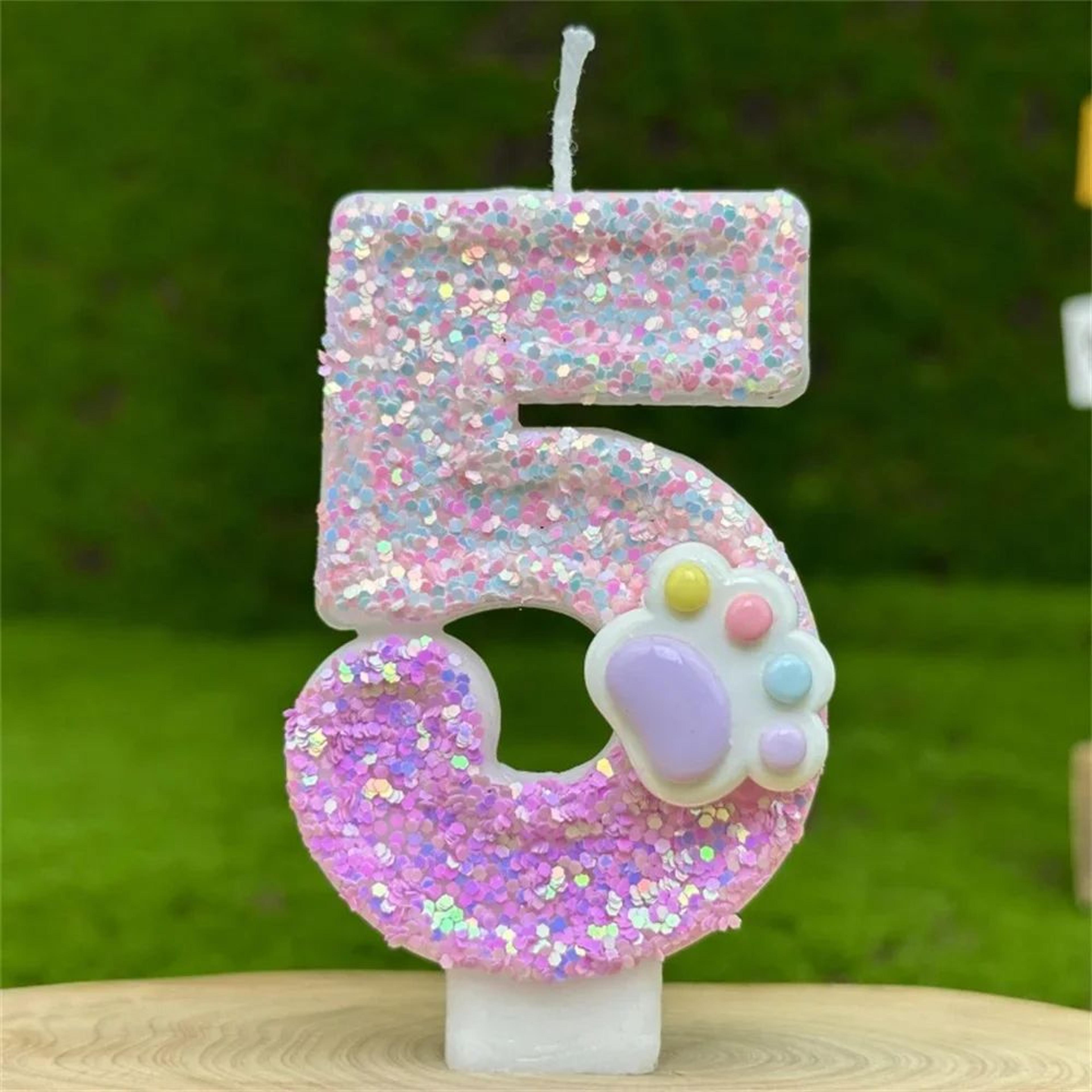3D Glitter Pink Claw Number Birthday Candle  Number Cake Topper For Birthday Party Cake Decorations 2
