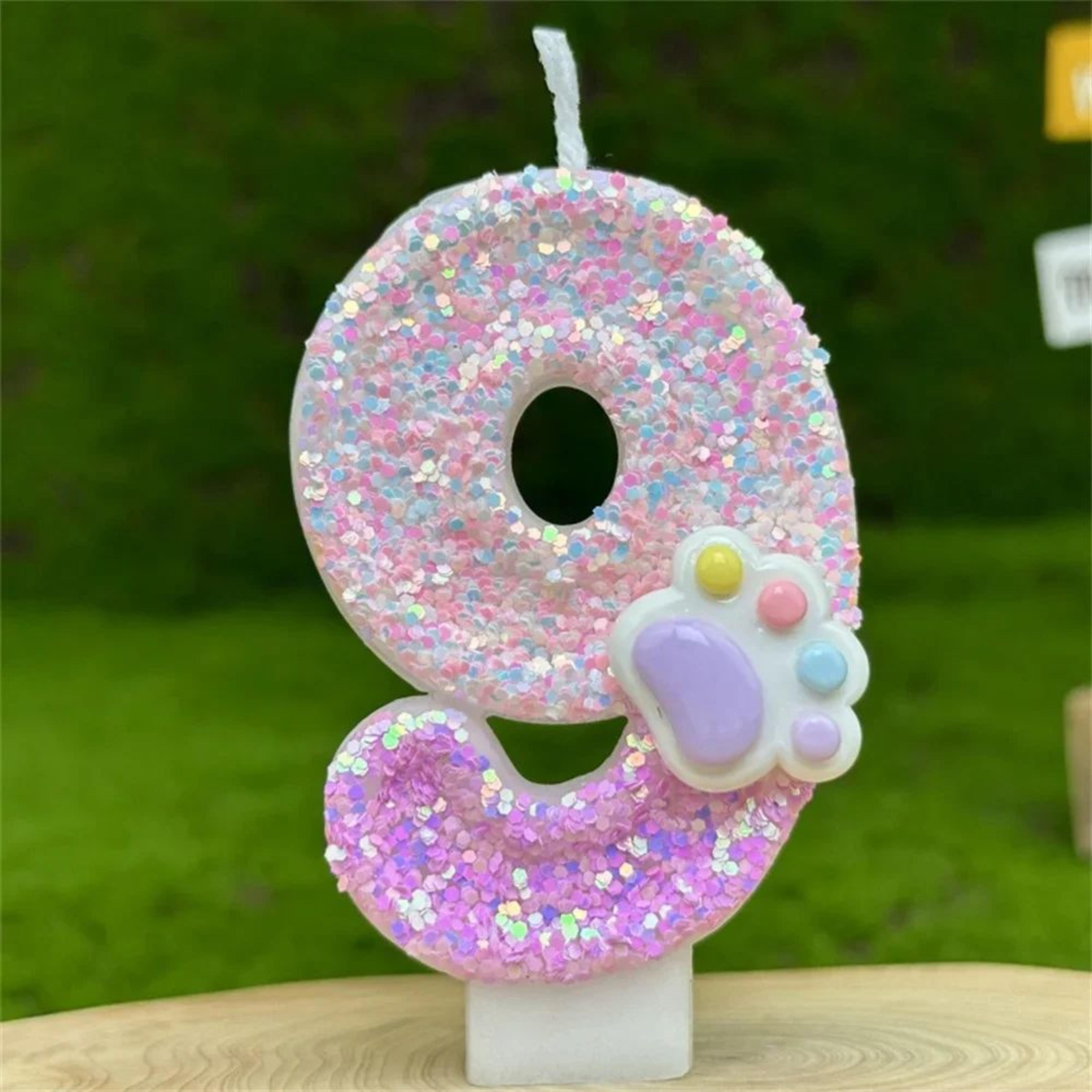 3D Glitter Pink Claw Number Birthday Candle  Number Cake Topper For Birthday Party Cake Decorations 15