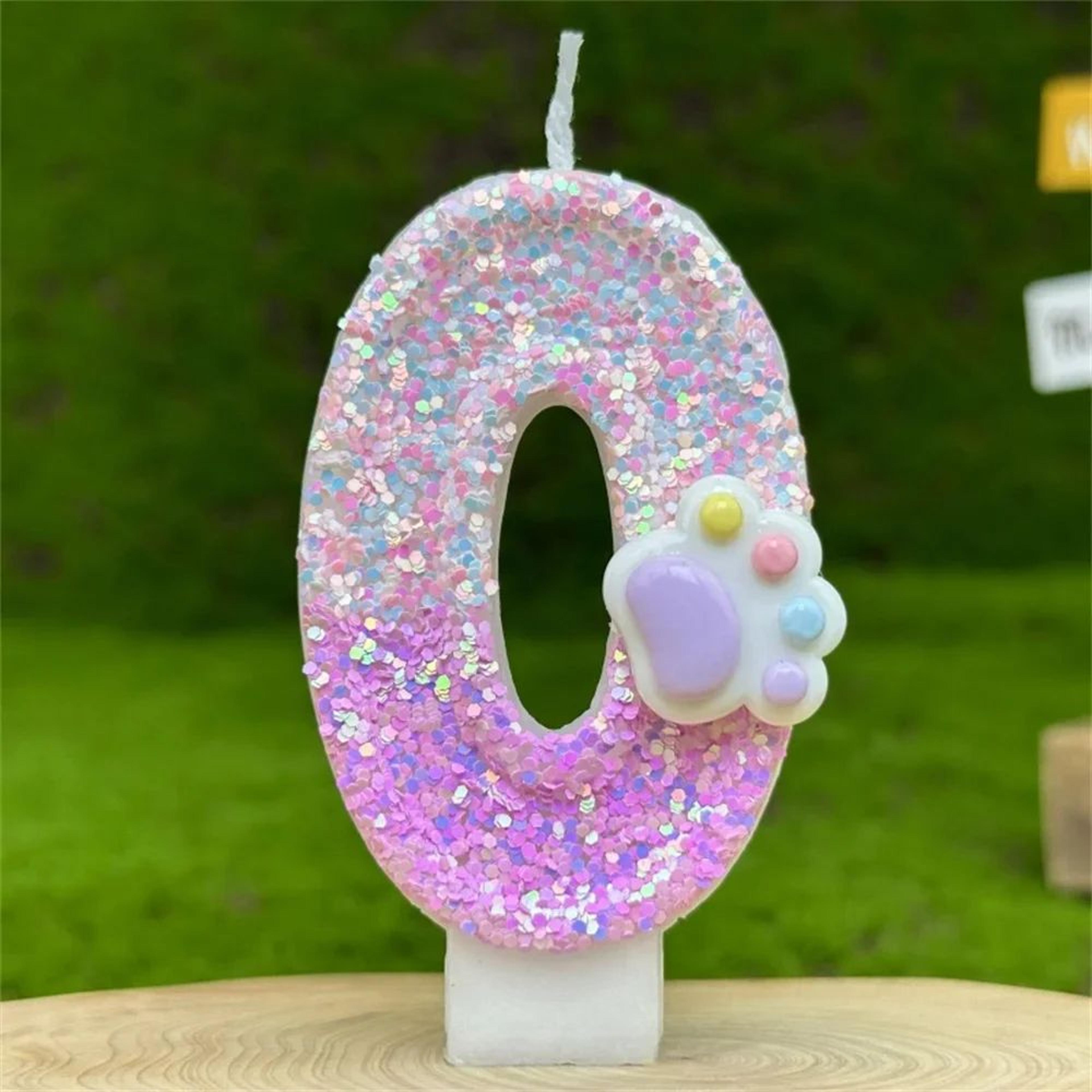 3D Glitter Pink Claw Number Birthday Candle  Number Cake Topper For Birthday Party Cake Decorations 6