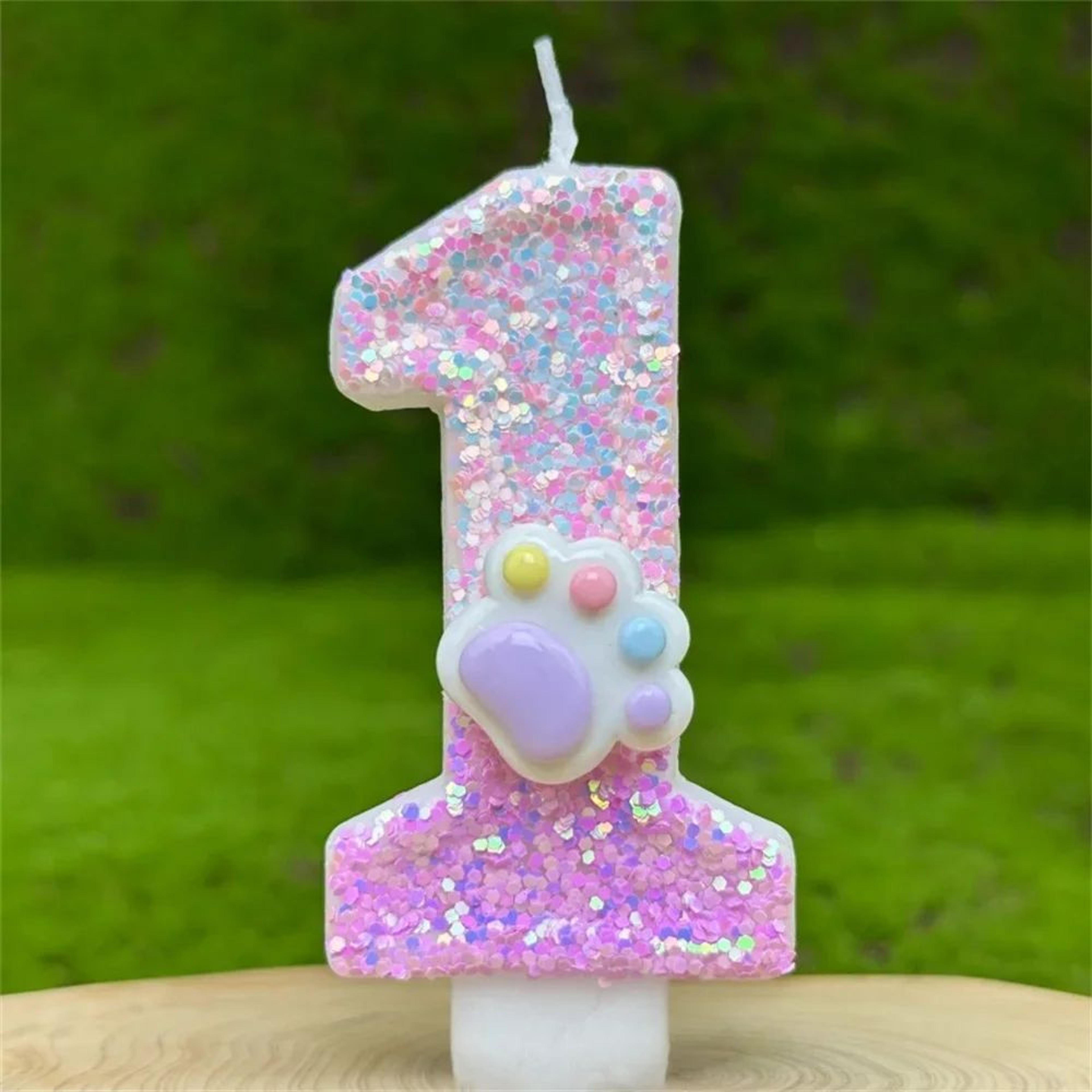 3D Glitter Pink Claw Number Birthday Candle  Number Cake Topper For Birthday Party Cake Decorations 7