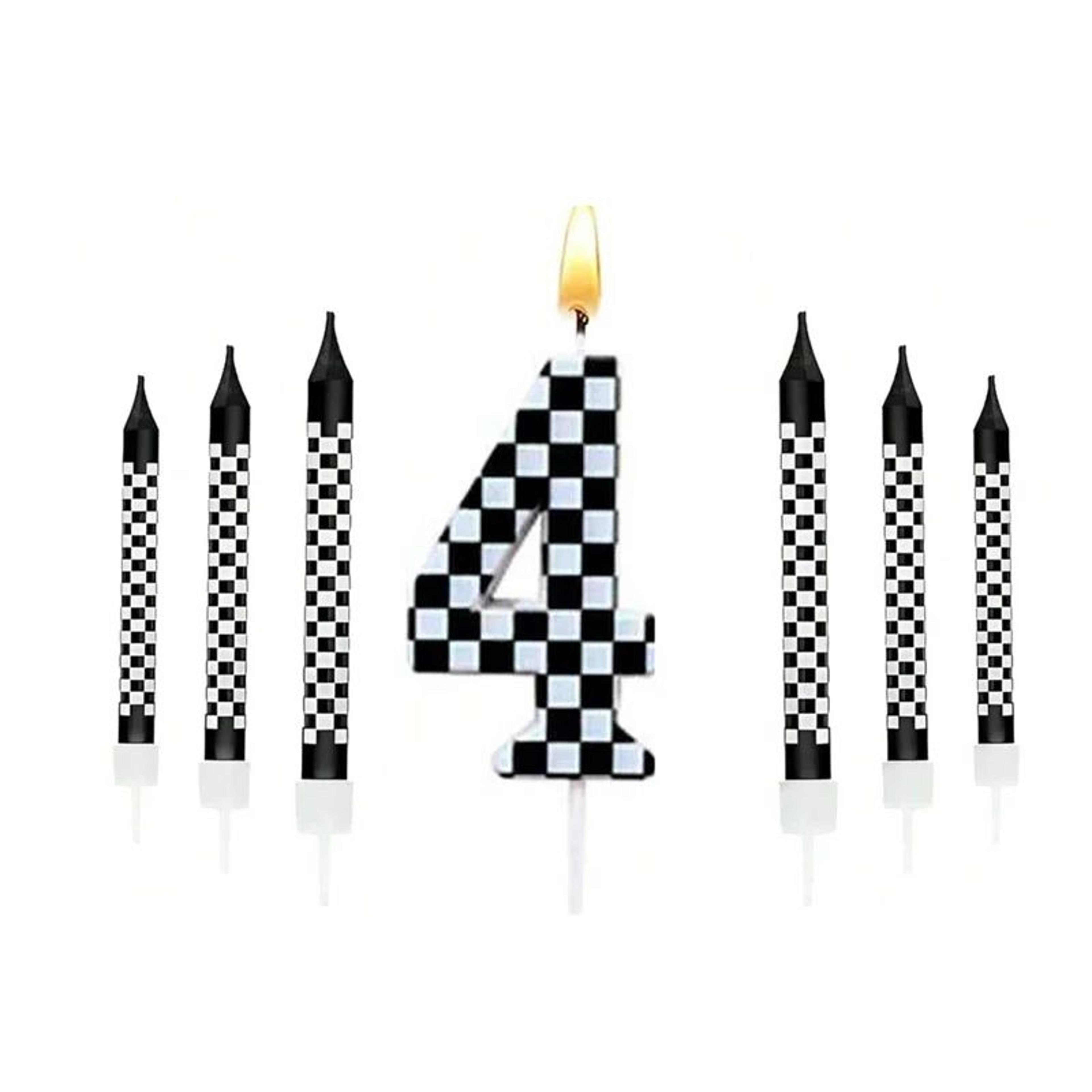 7pcs Racing Cars Birthday Candle Set  Checkered Number Cake Candles For Kids Race Car Party Decorat 10