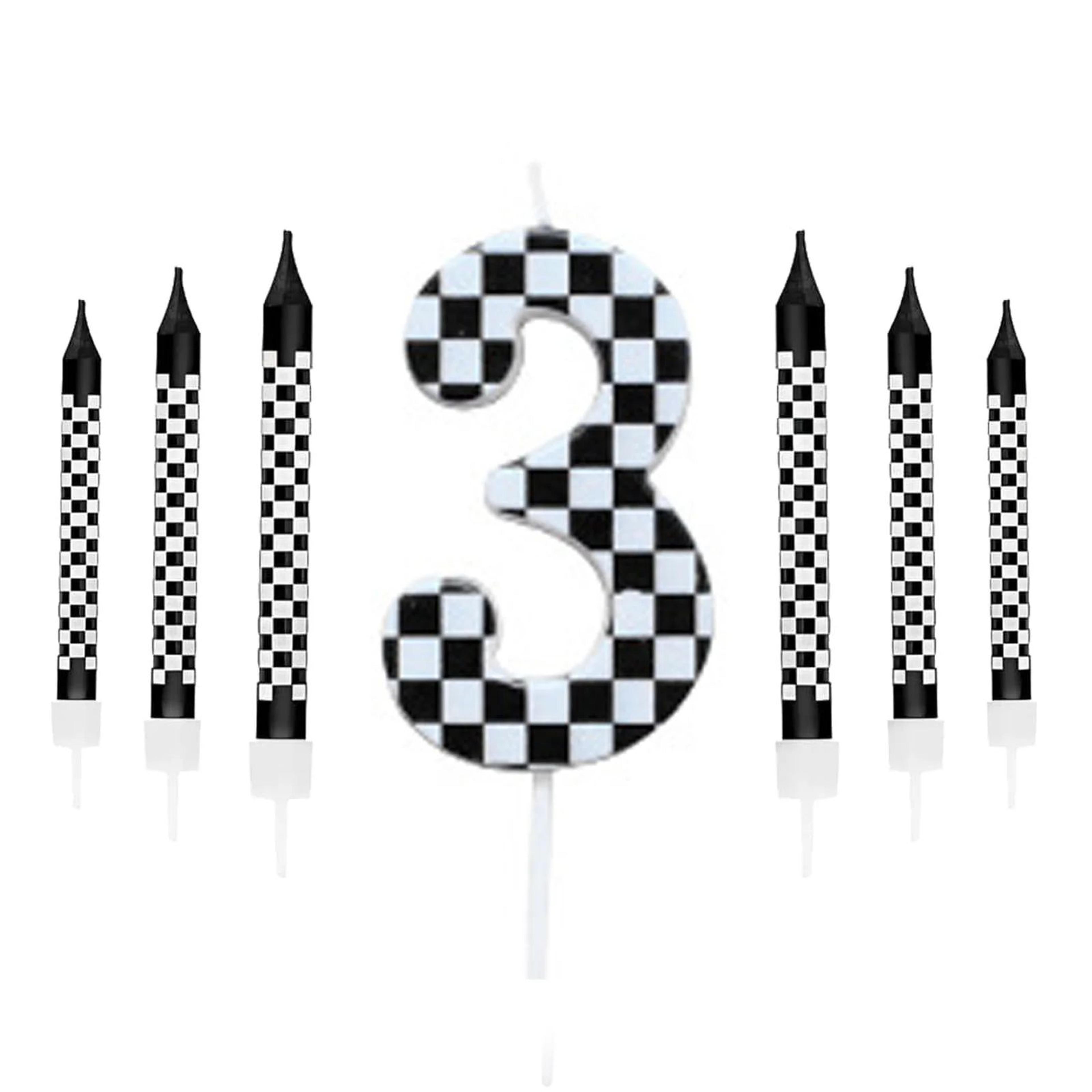 7pcs Racing Cars Birthday Candle Set  Checkered Number Cake Candles For Kids Race Car Party Decorat 9