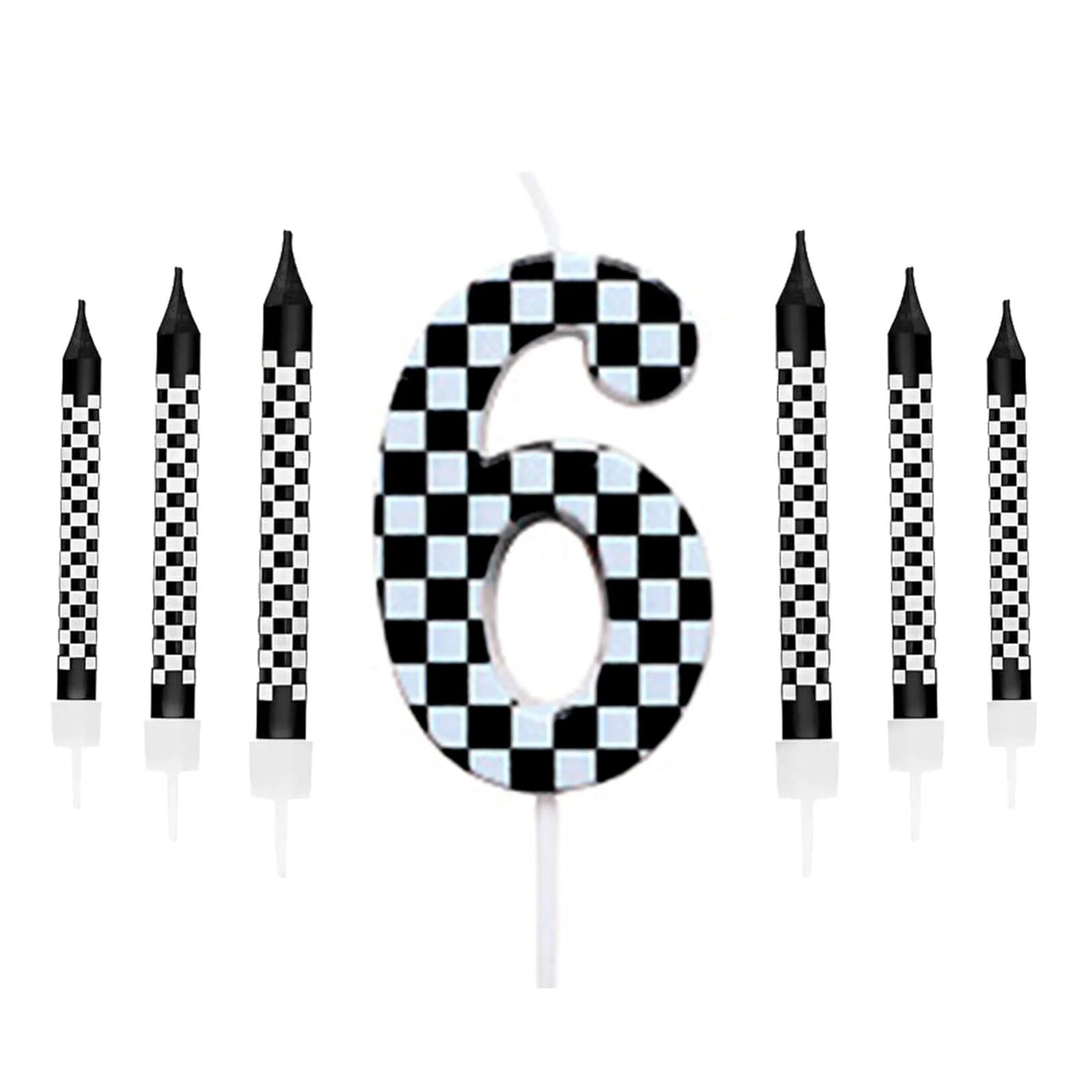 7pcs Racing Cars Birthday Candle Set  Checkered Number Cake Candles For Kids Race Car Party Decorat 12