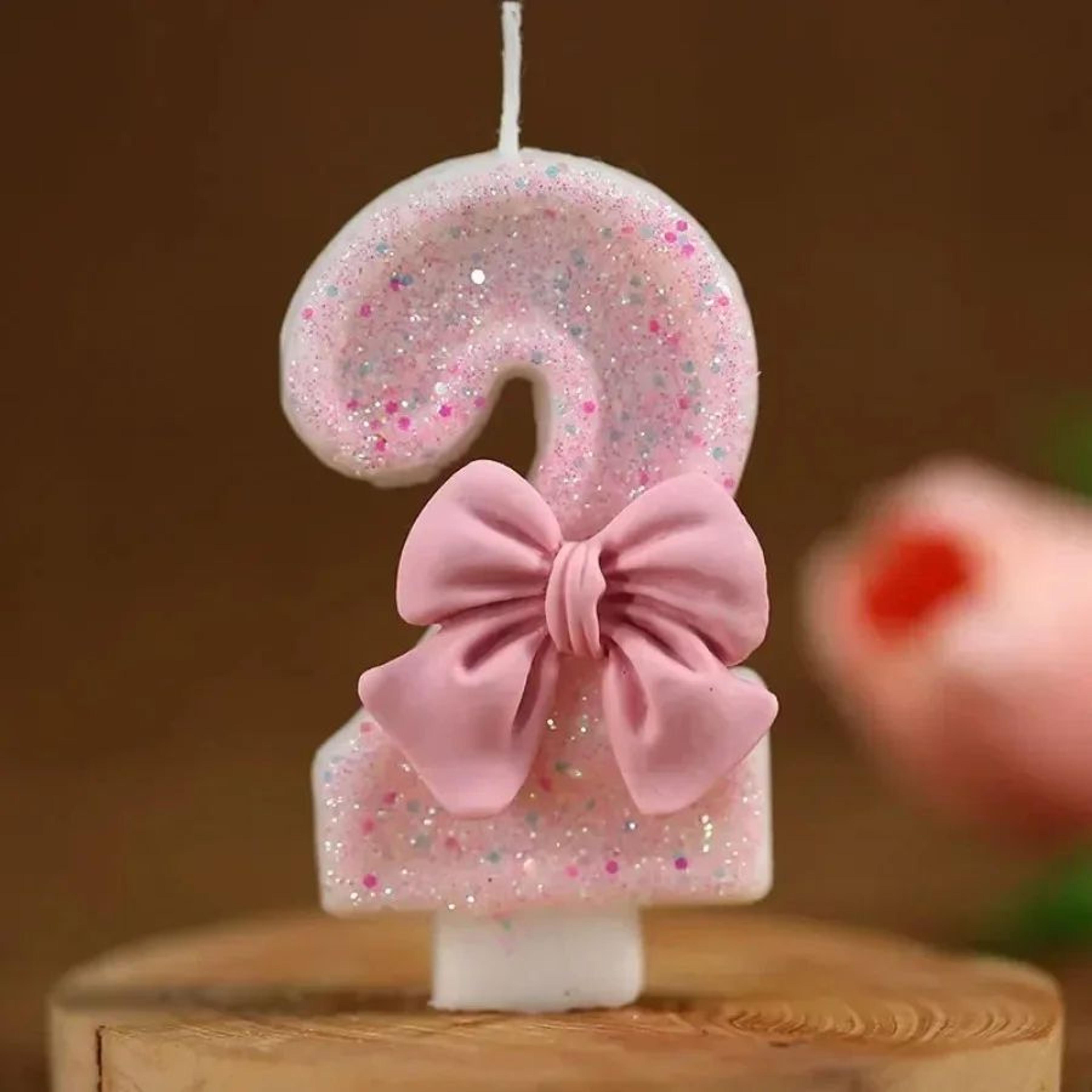 Pink Princess Crown Number Birthday Candle 09  3D Cake Topper For Girls Birthday Party Decorations 3