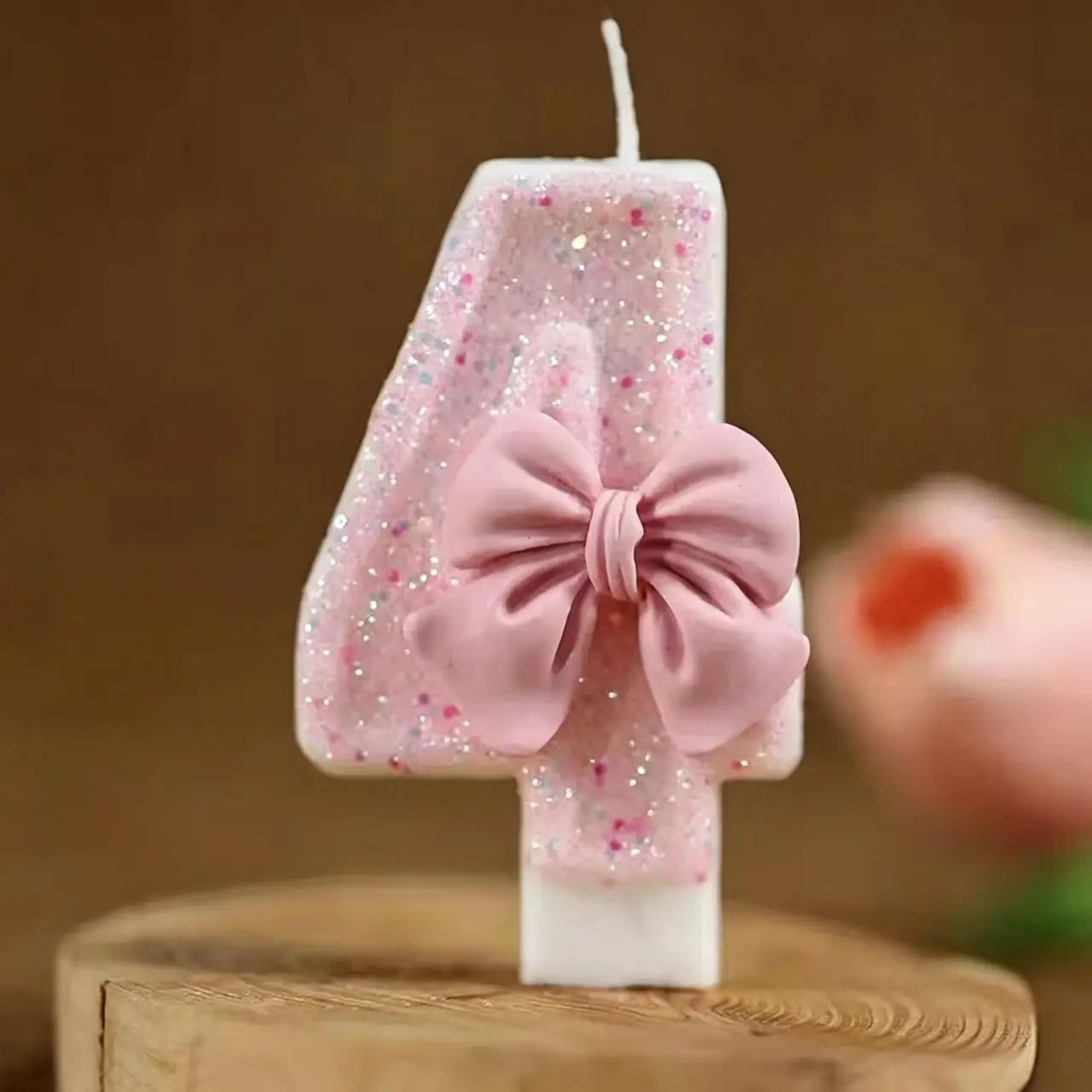 Pink Princess Crown Number Birthday Candle 09  3D Cake Topper For Girls Birthday Party Decorations 10