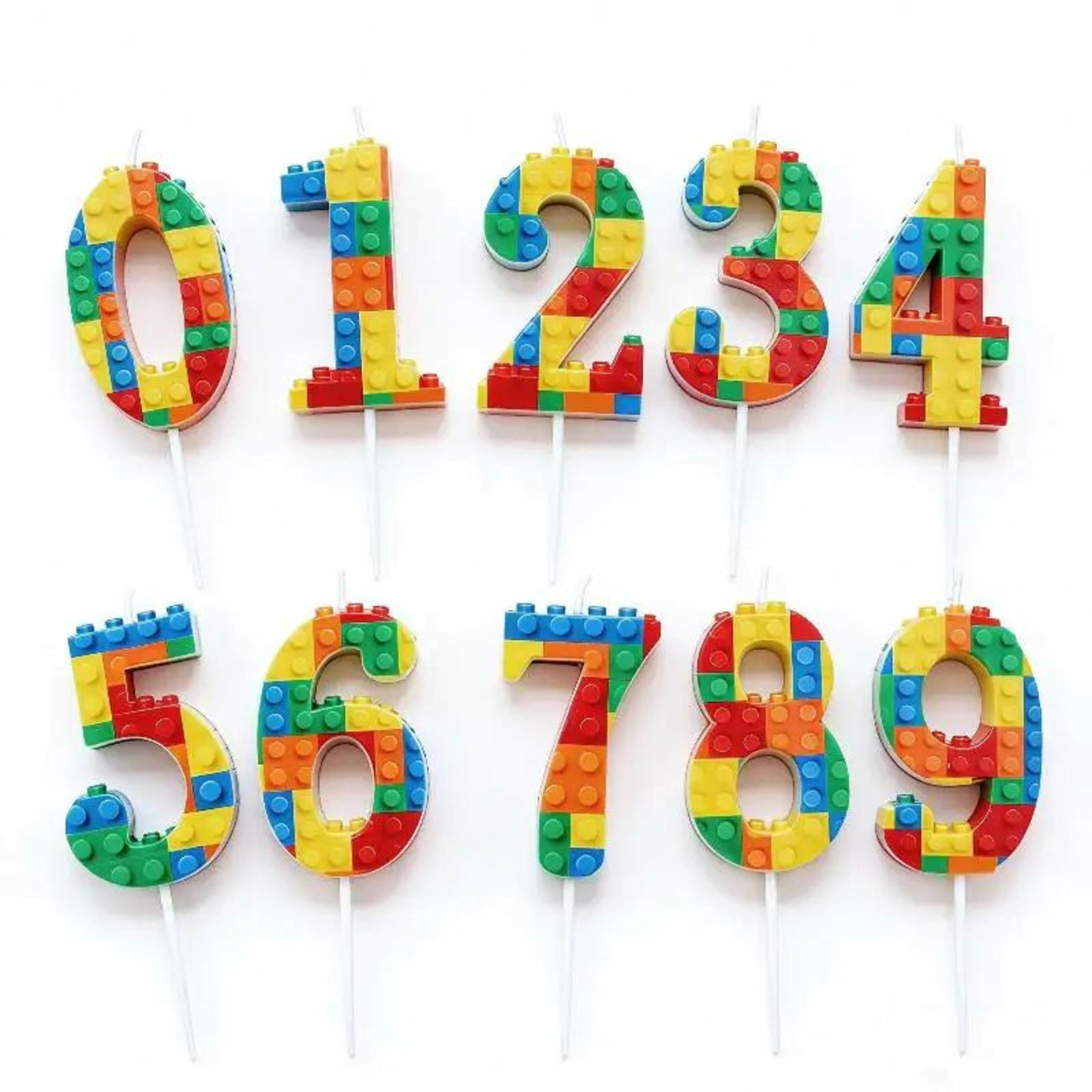 Building Block Number Birthday Candle 09  Colorful Cartoon Digital Cake Topper For Kids Birthday Pa 5