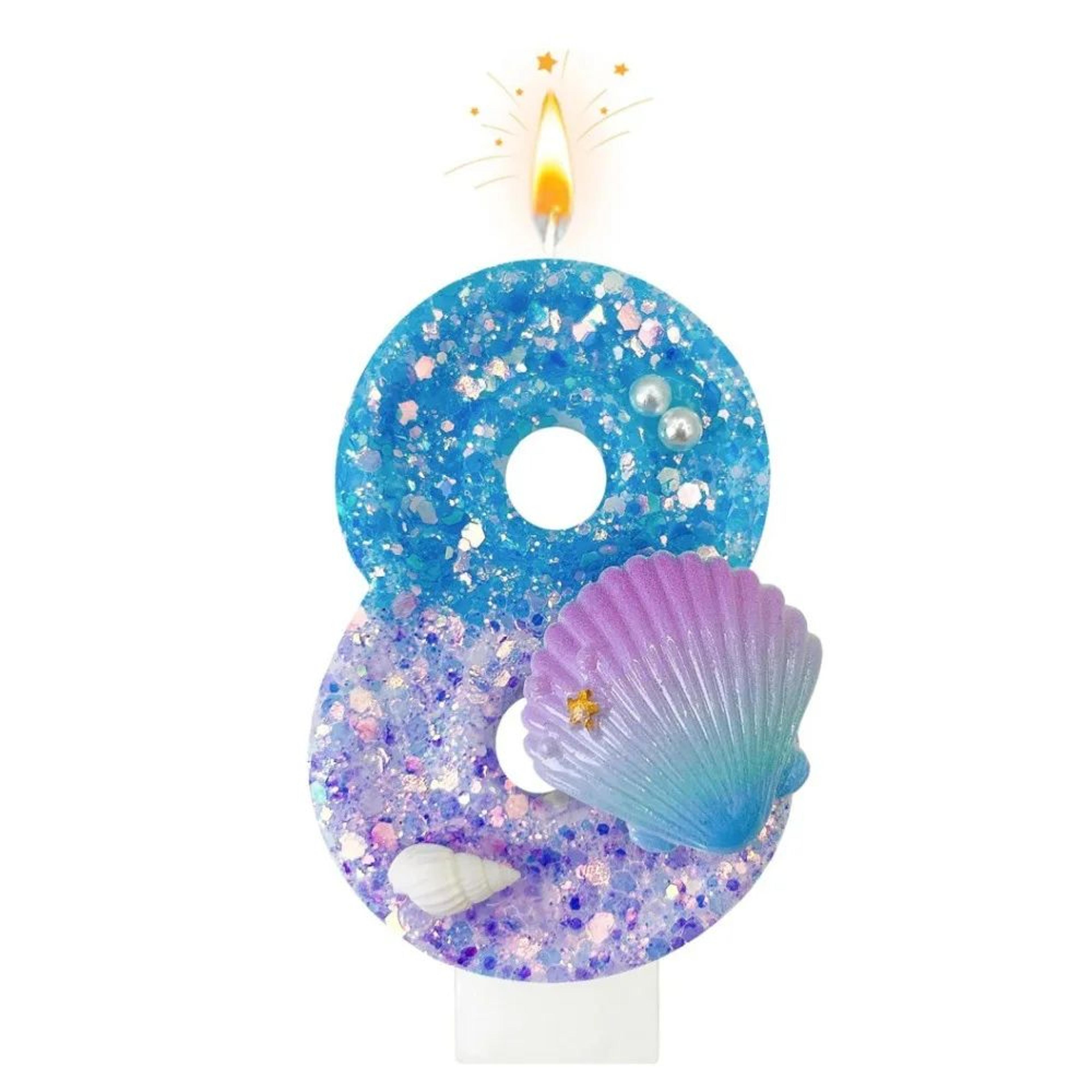 Ocean Shell Number Birthday Candle  Handmade Paraffin Wax Cake Topper For Birthday  Celebration Dec 14