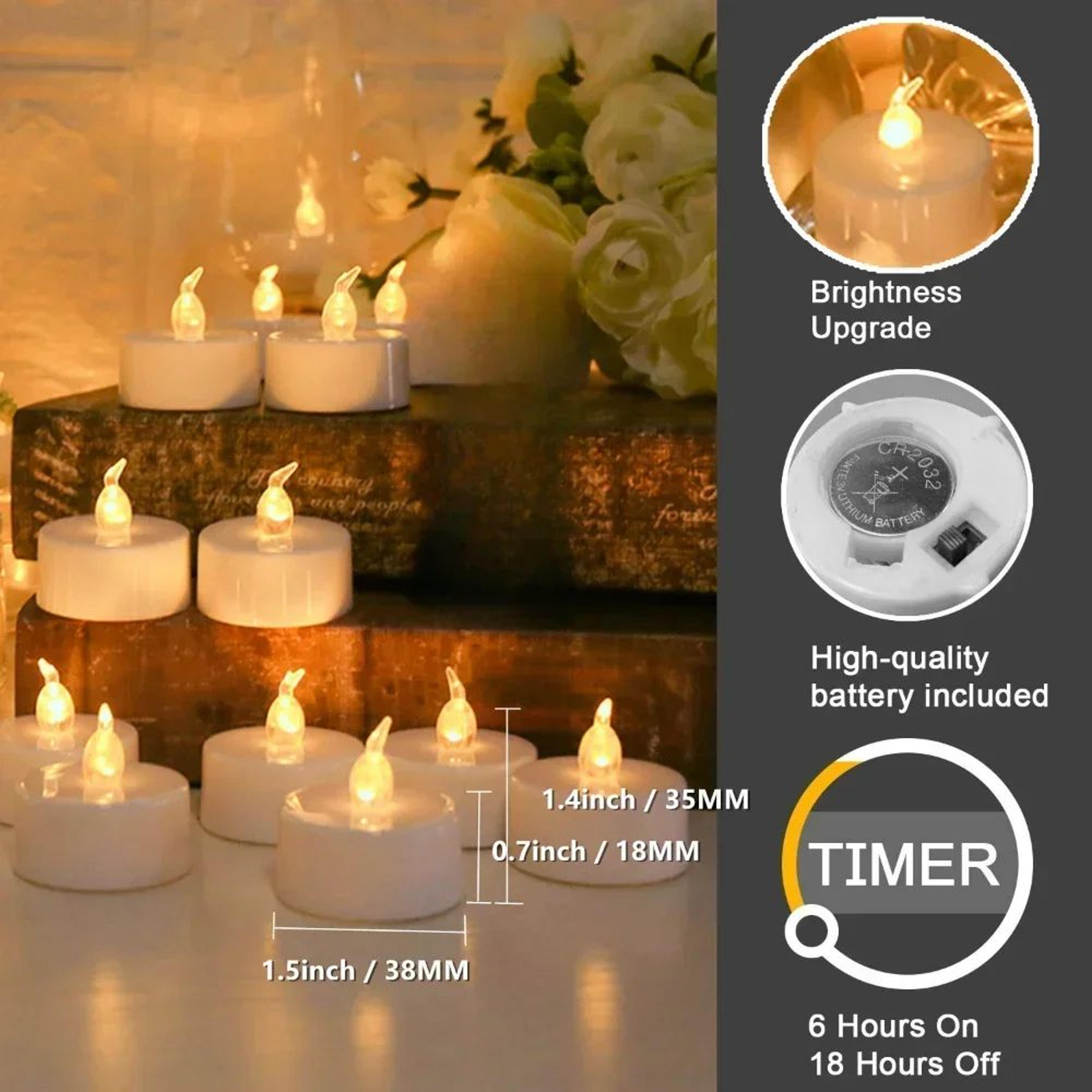 Flameless Flickering LED Tea Lights With 6Hour Timer  Battery Operated Votive Candles For Home  Hol 1