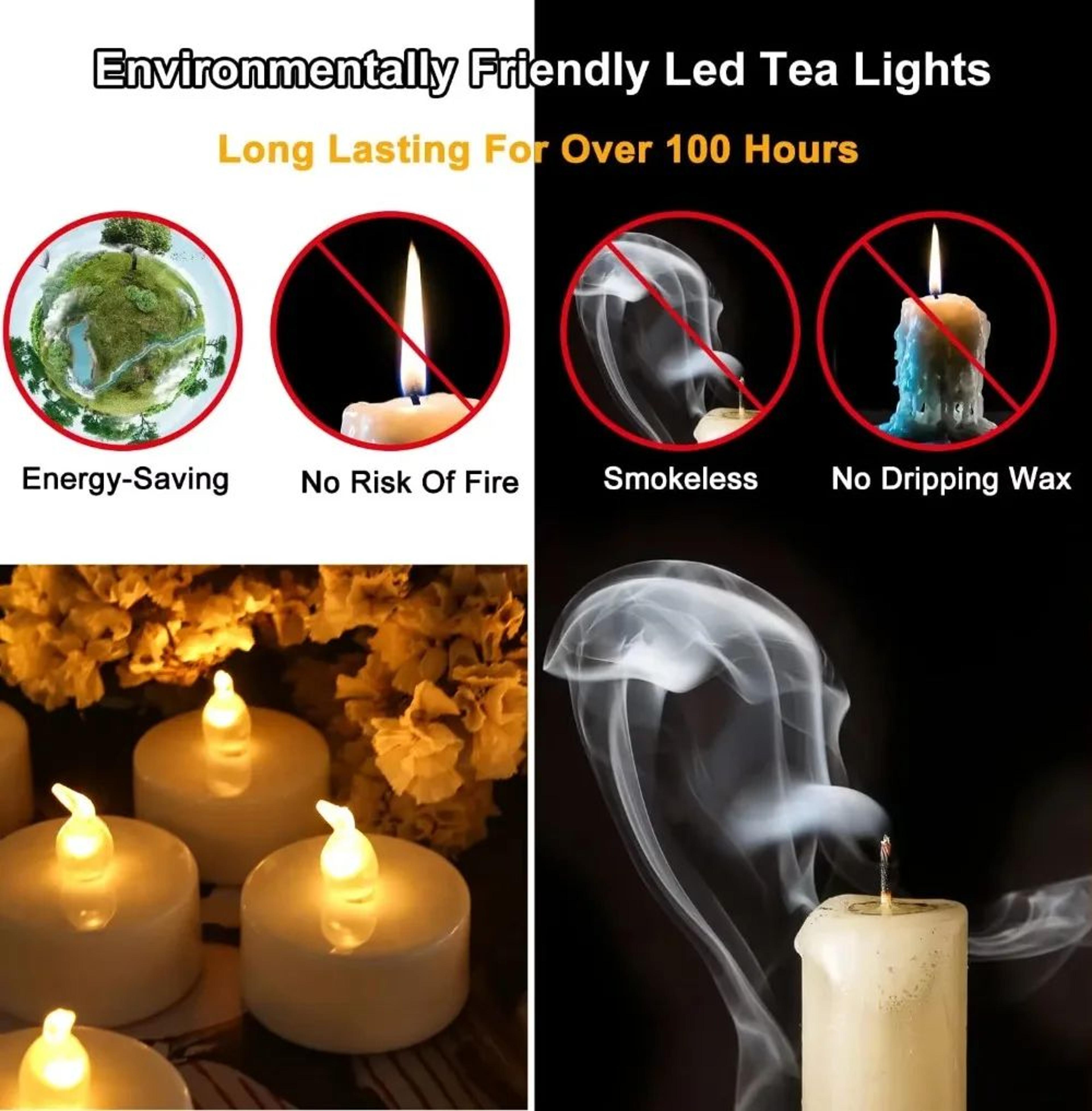 Flameless Flickering LED Tea Lights With 6Hour Timer  Battery Operated Votive Candles For Home  Hol 2