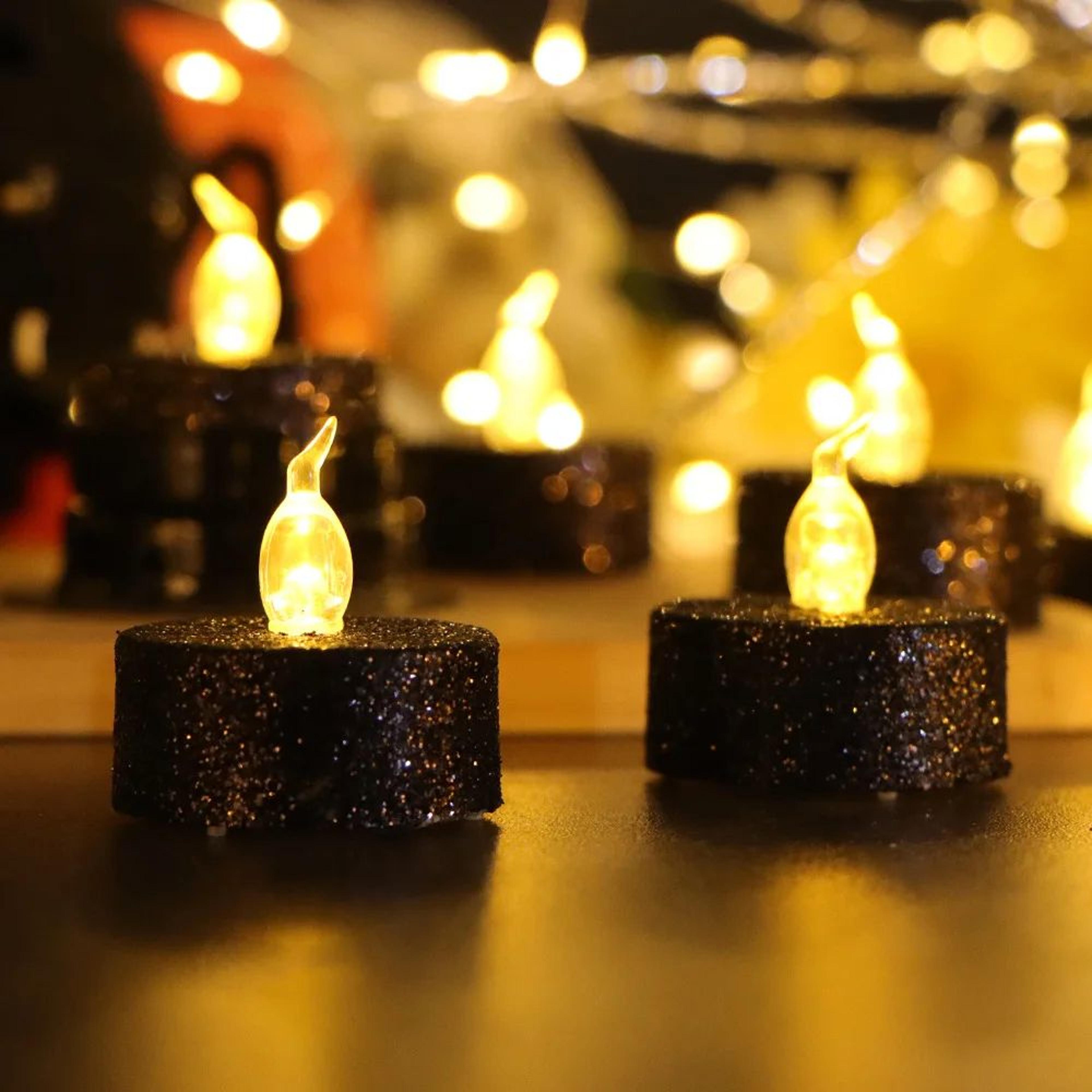 Golden LED Flameless Candles With Batteries Included  Battery Operated Decorative Tea Lights For Pa 9
