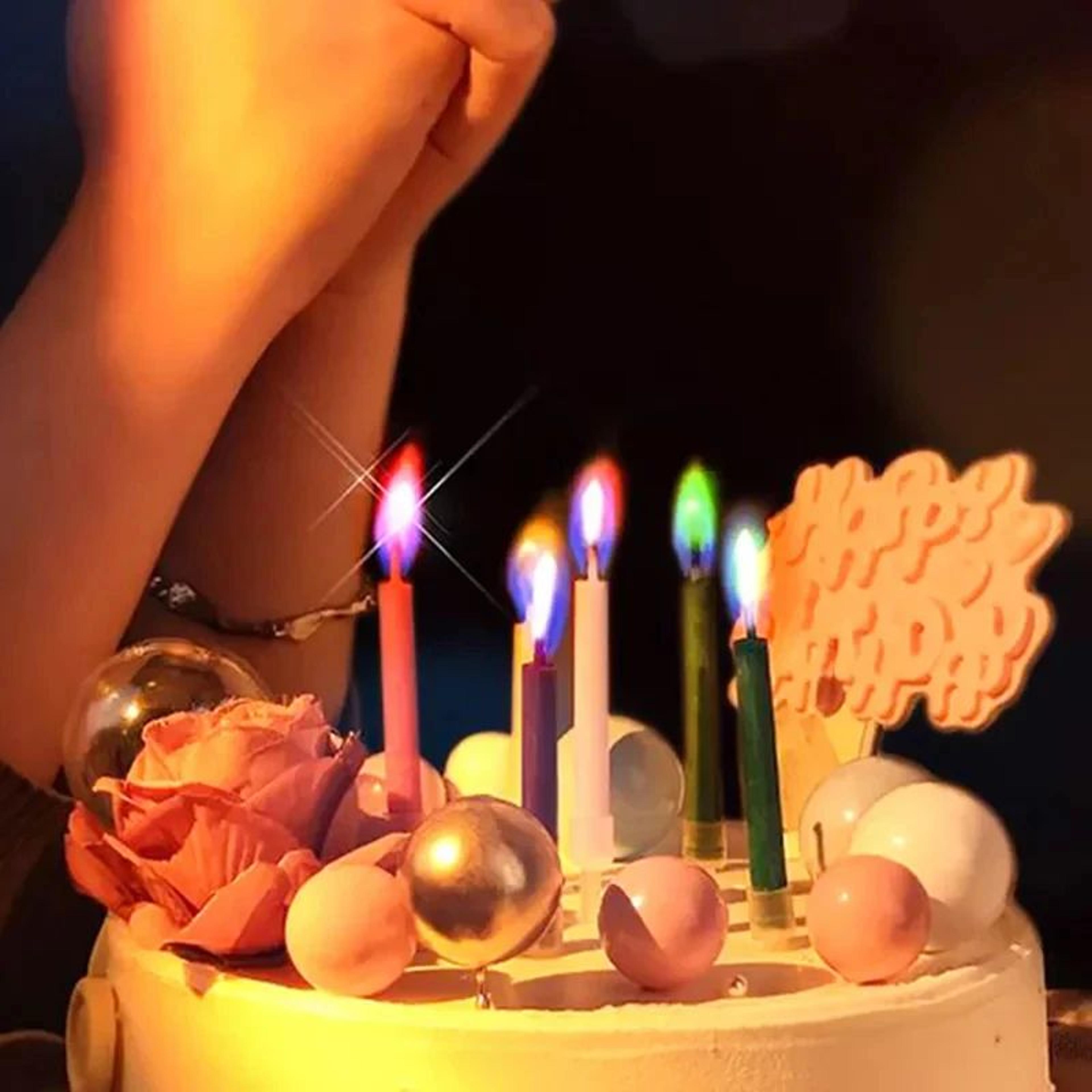 Rainbow Color Flame Birthday Candles  Colorful Cake Decoration Candles For Parties Weddings  DIY Ba 4