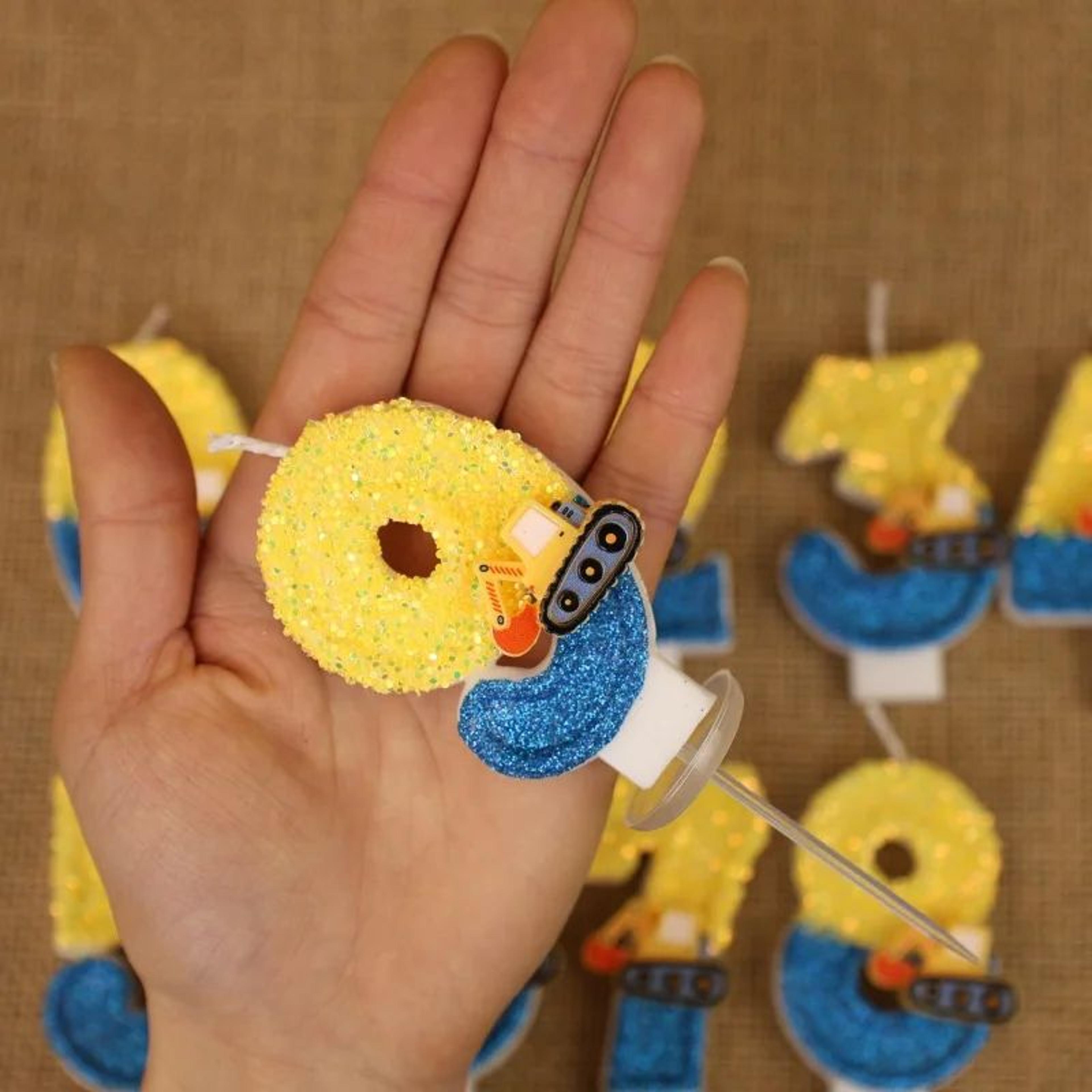 09 Engineering Vehicle Number Birthday Candle  Cute Excavator Construction Cake Topper For Boys Bir 3