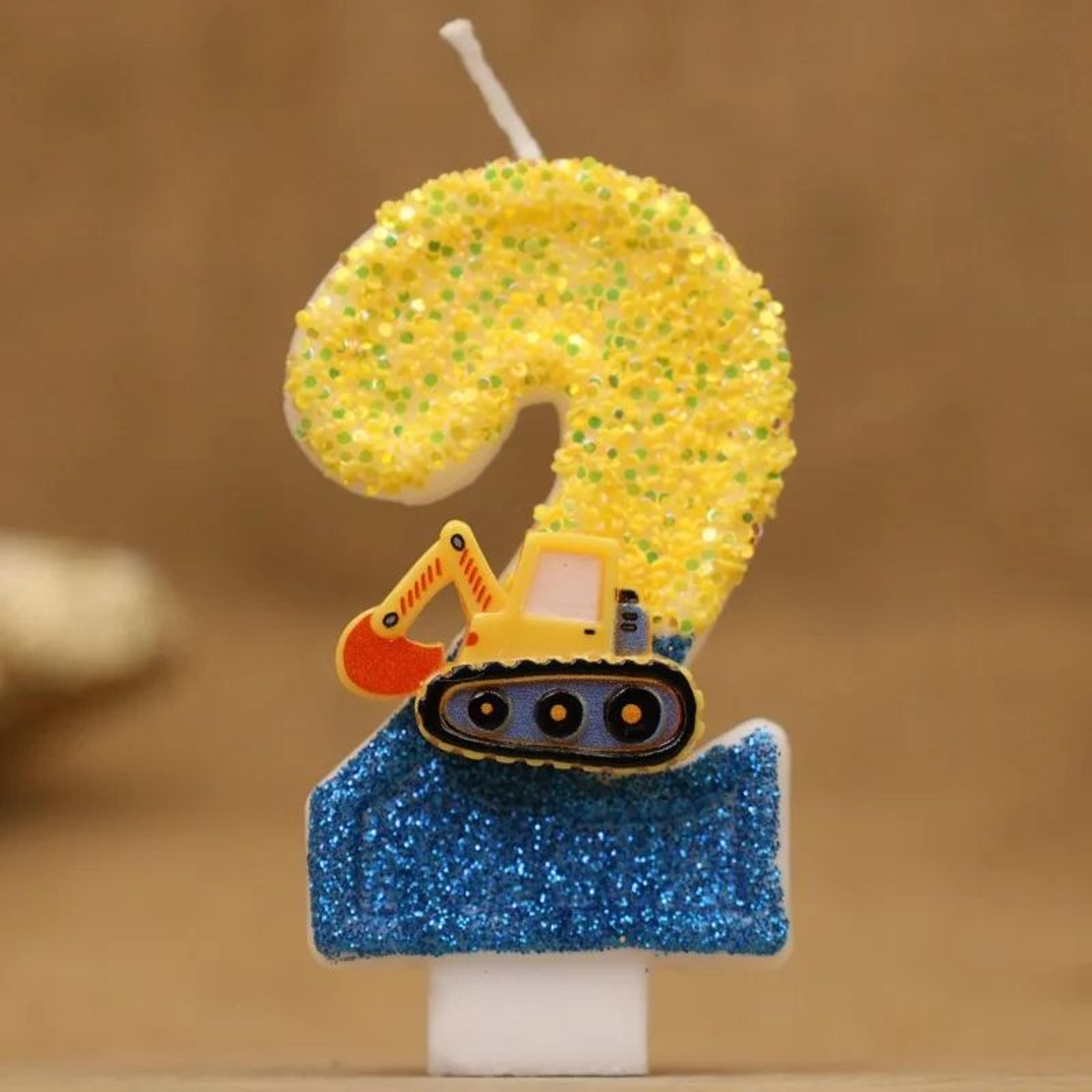 09 Engineering Vehicle Number Birthday Candle  Cute Excavator Construction Cake Topper For Boys Bir 8