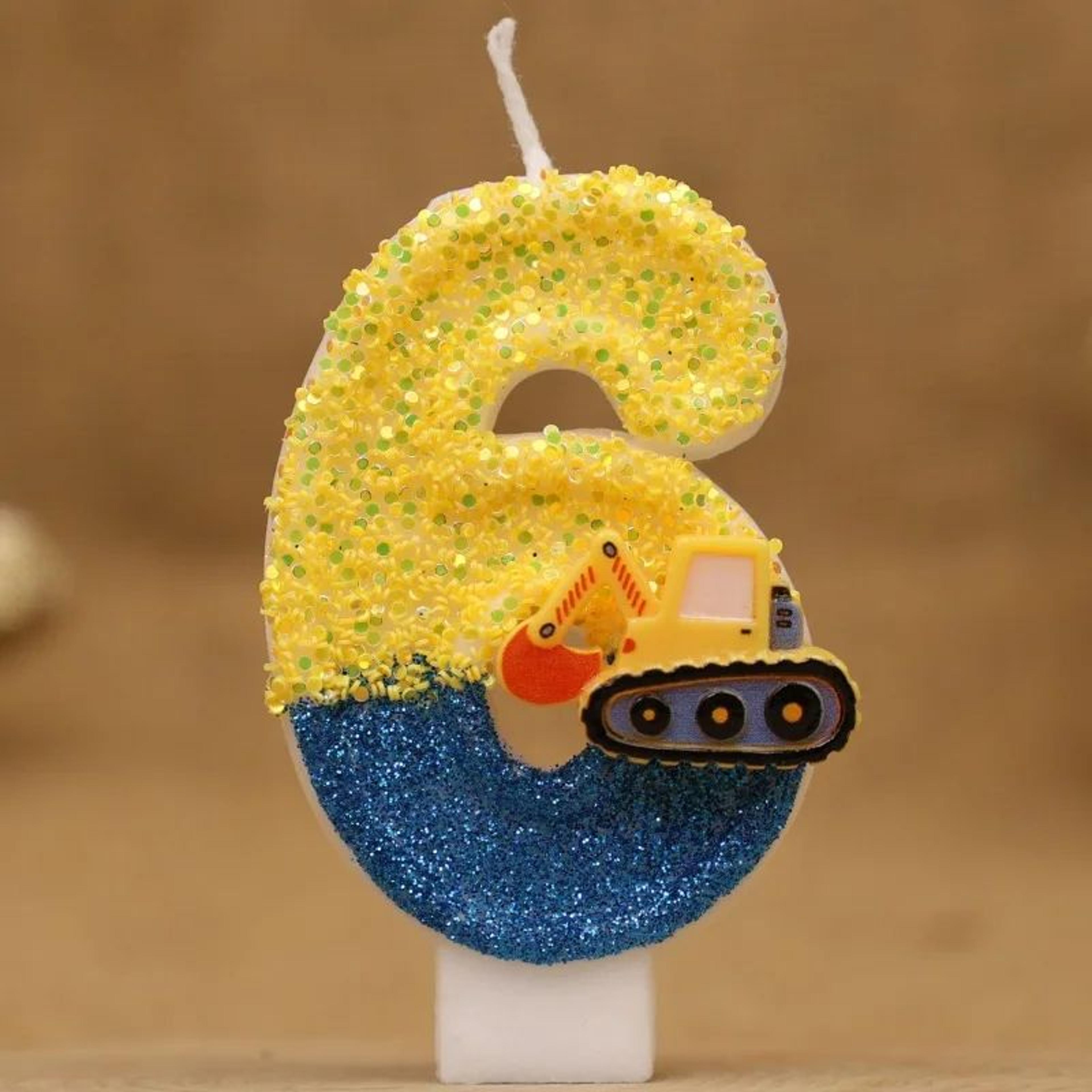 09 Engineering Vehicle Number Birthday Candle  Cute Excavator Construction Cake Topper For Boys Bir 12