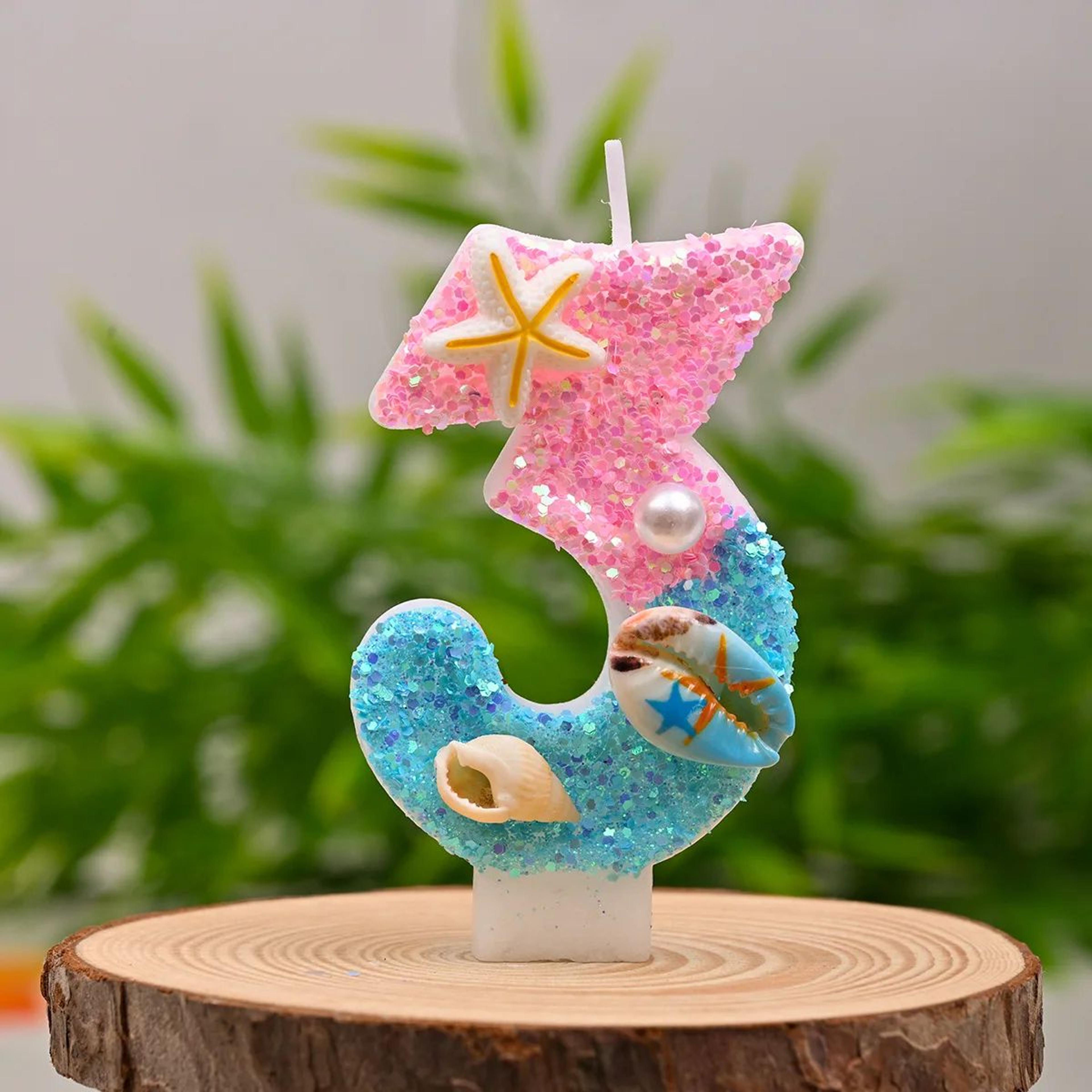 Gradient Blue Ocean Golden Snail Number Birthday Candle  09 Decorative Cake Topper For Kids  Party  3