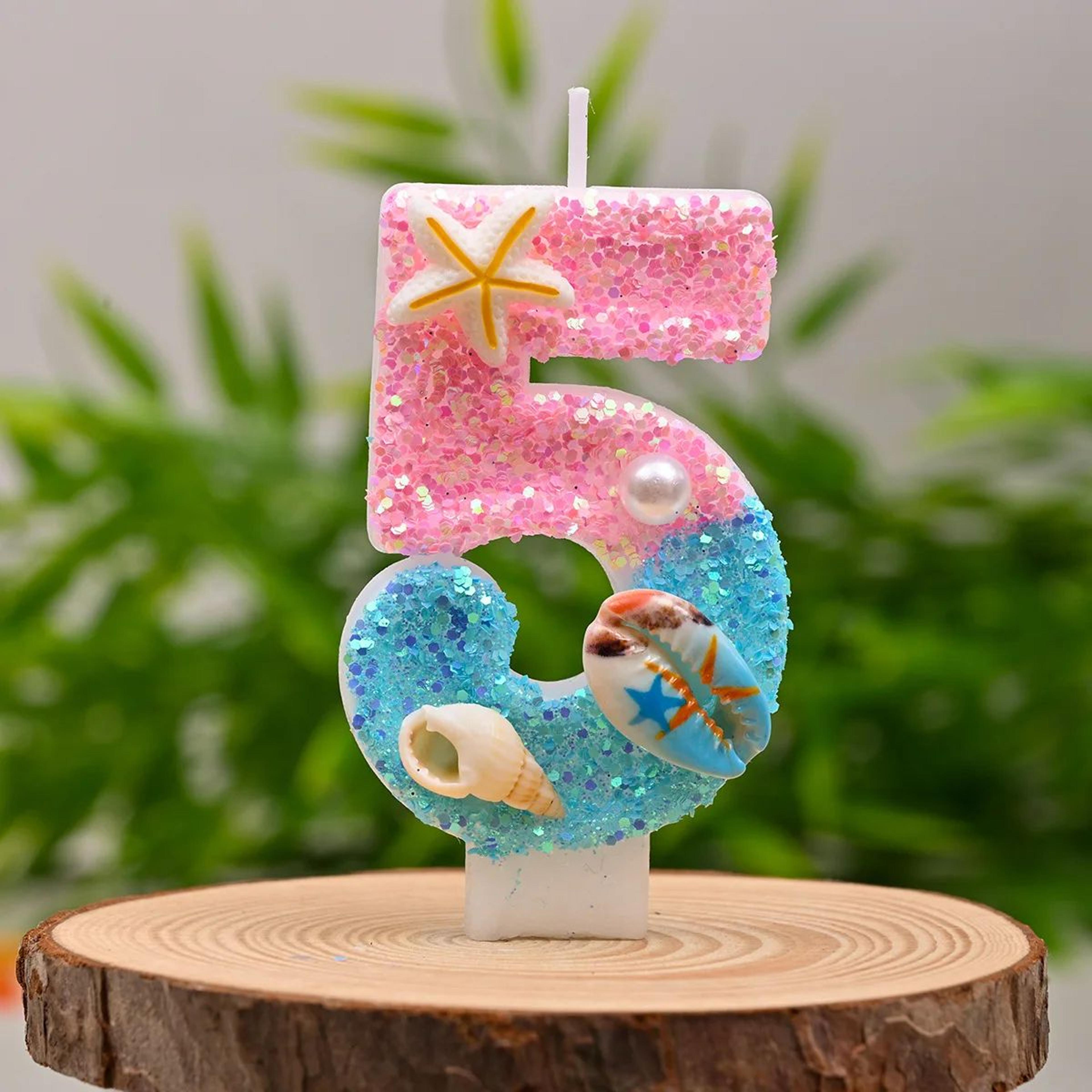 Gradient Blue Ocean Golden Snail Number Birthday Candle  09 Decorative Cake Topper For Kids  Party  11