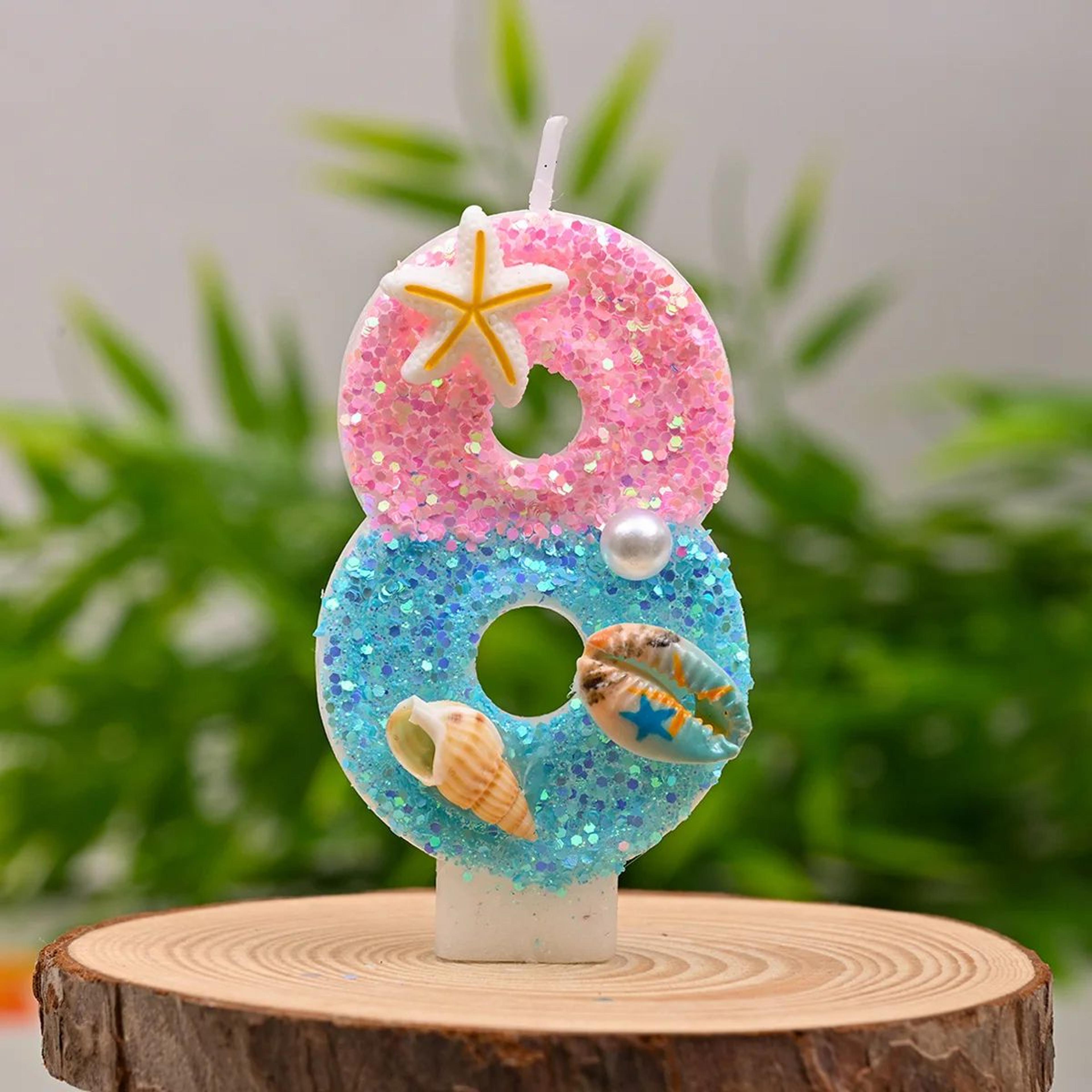 Gradient Blue Ocean Golden Snail Number Birthday Candle  09 Decorative Cake Topper For Kids  Party  14