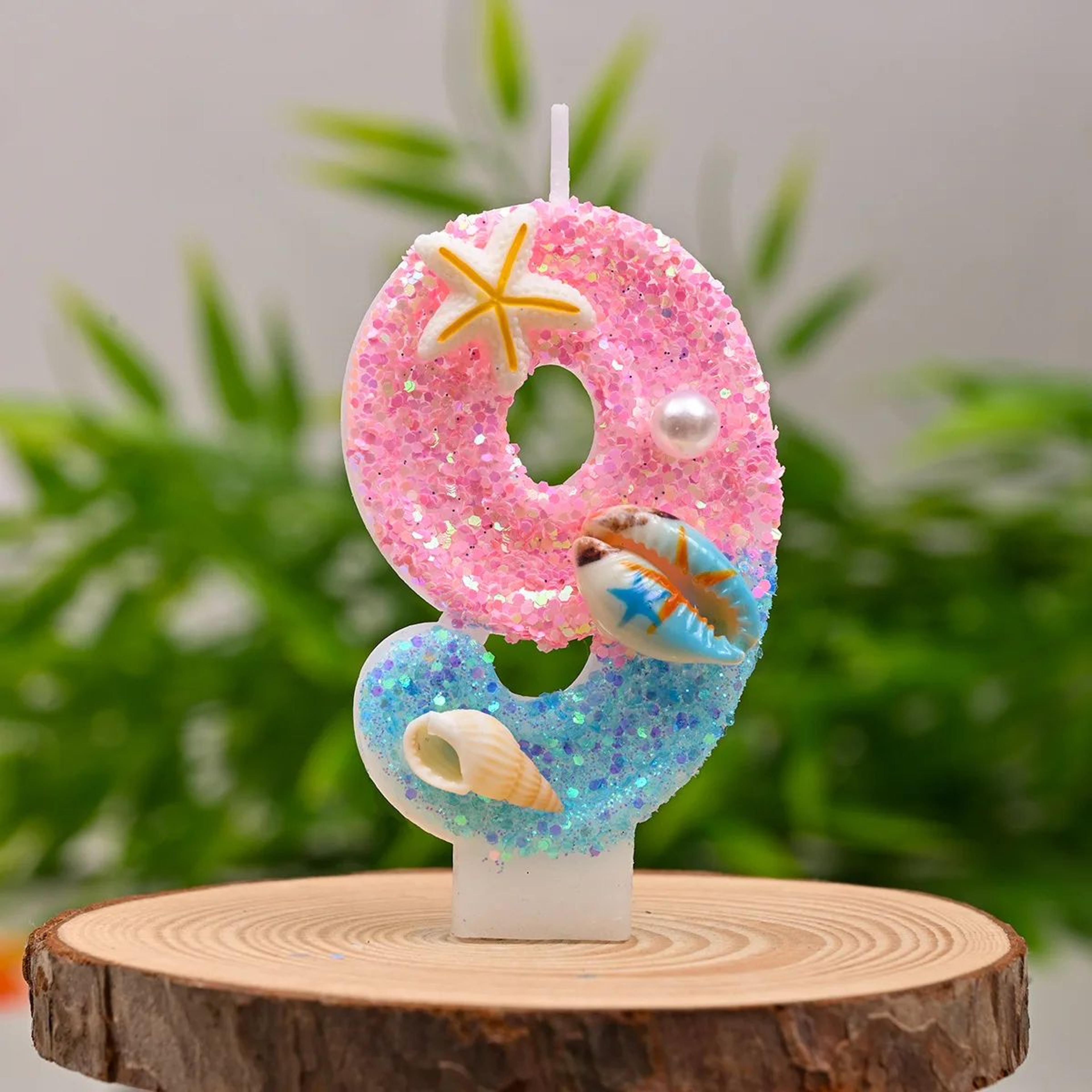 Gradient Blue Ocean Golden Snail Number Birthday Candle  09 Decorative Cake Topper For Kids  Party  15