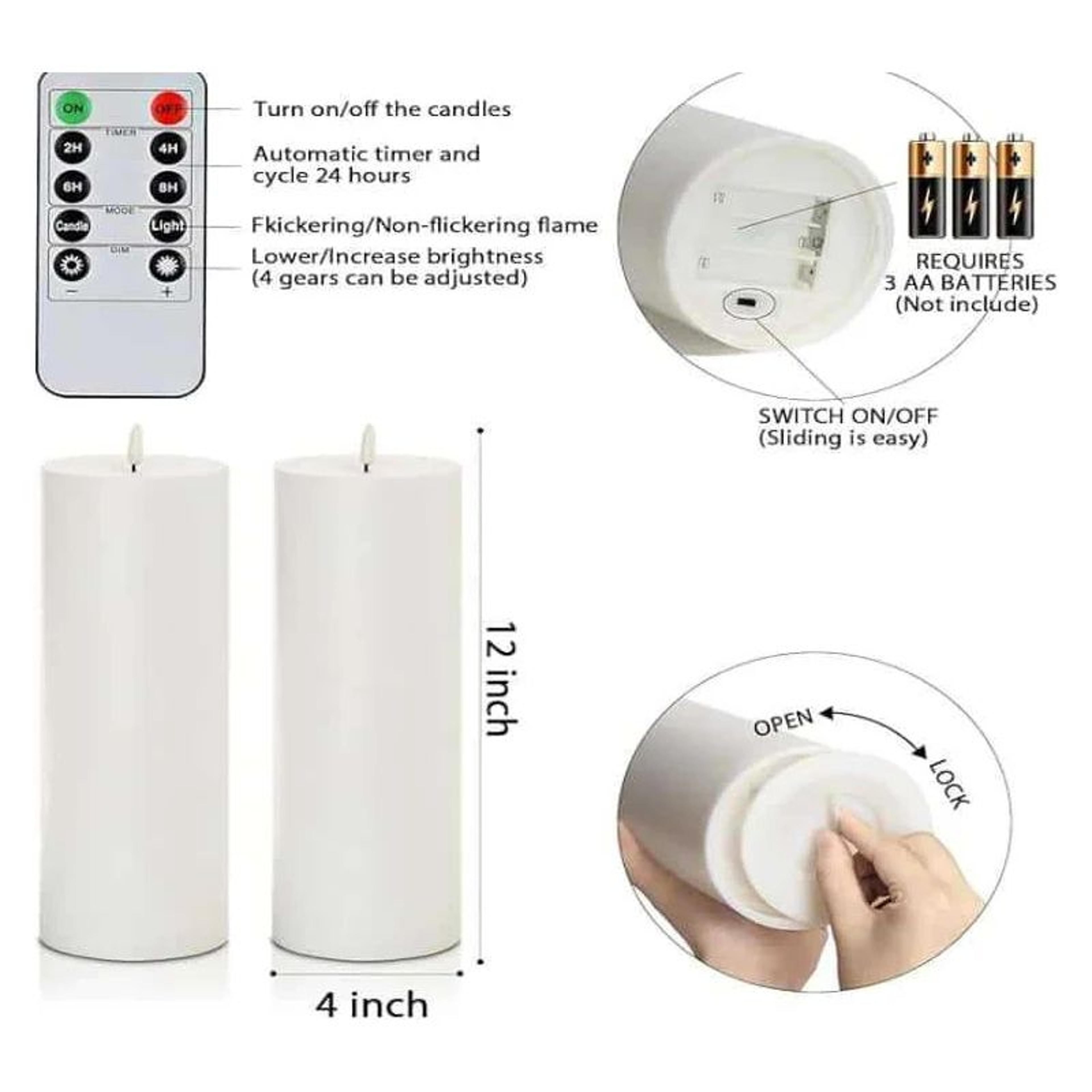 3pcs Flameless LED Pillar Candle Set With Remote  Timer  Battery Operated Flickering Real Wax Candl 5