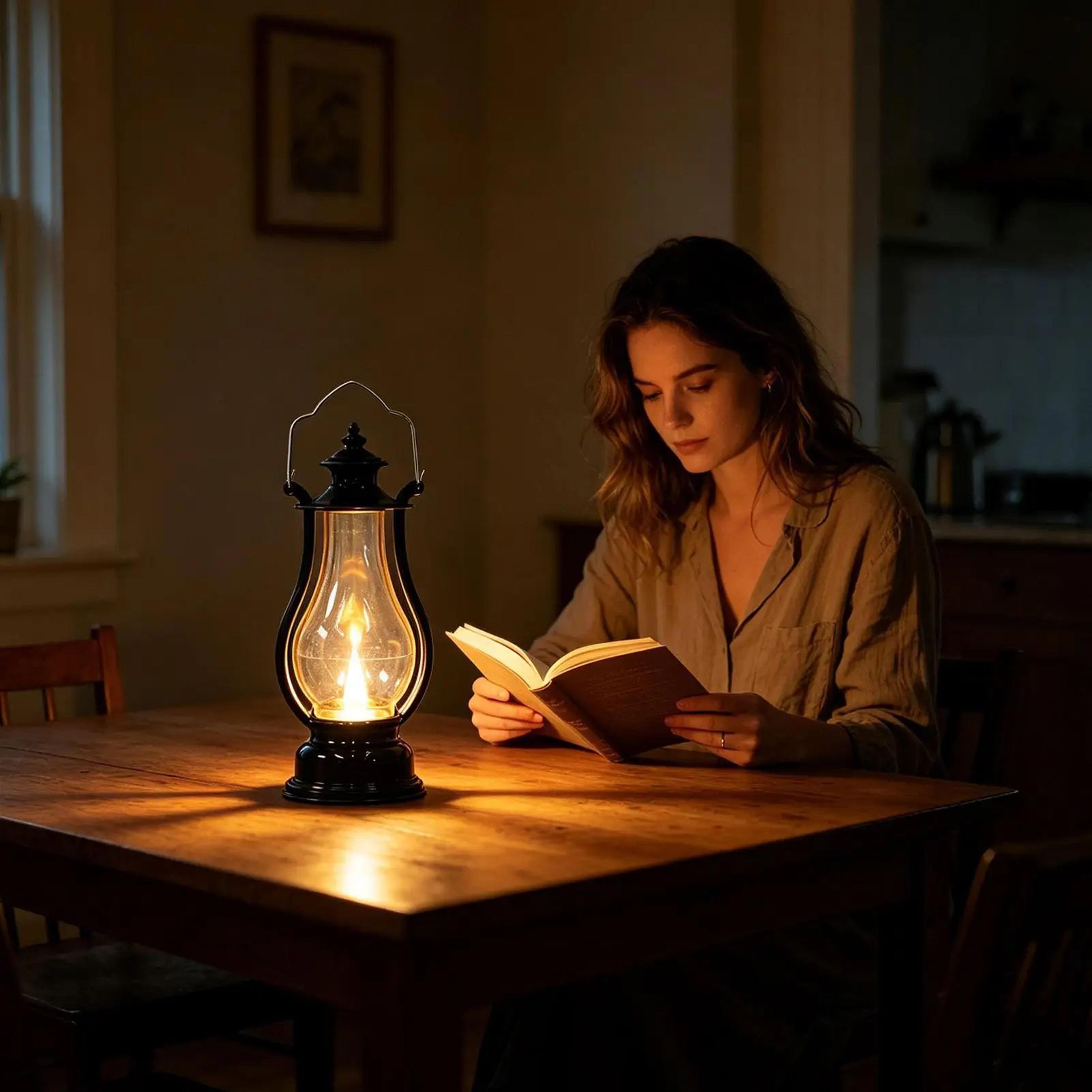 Portable Vintage LED Oil Lamp Lantern  Battery Operated Hanging Decorative Light For Home Patio Cam 3