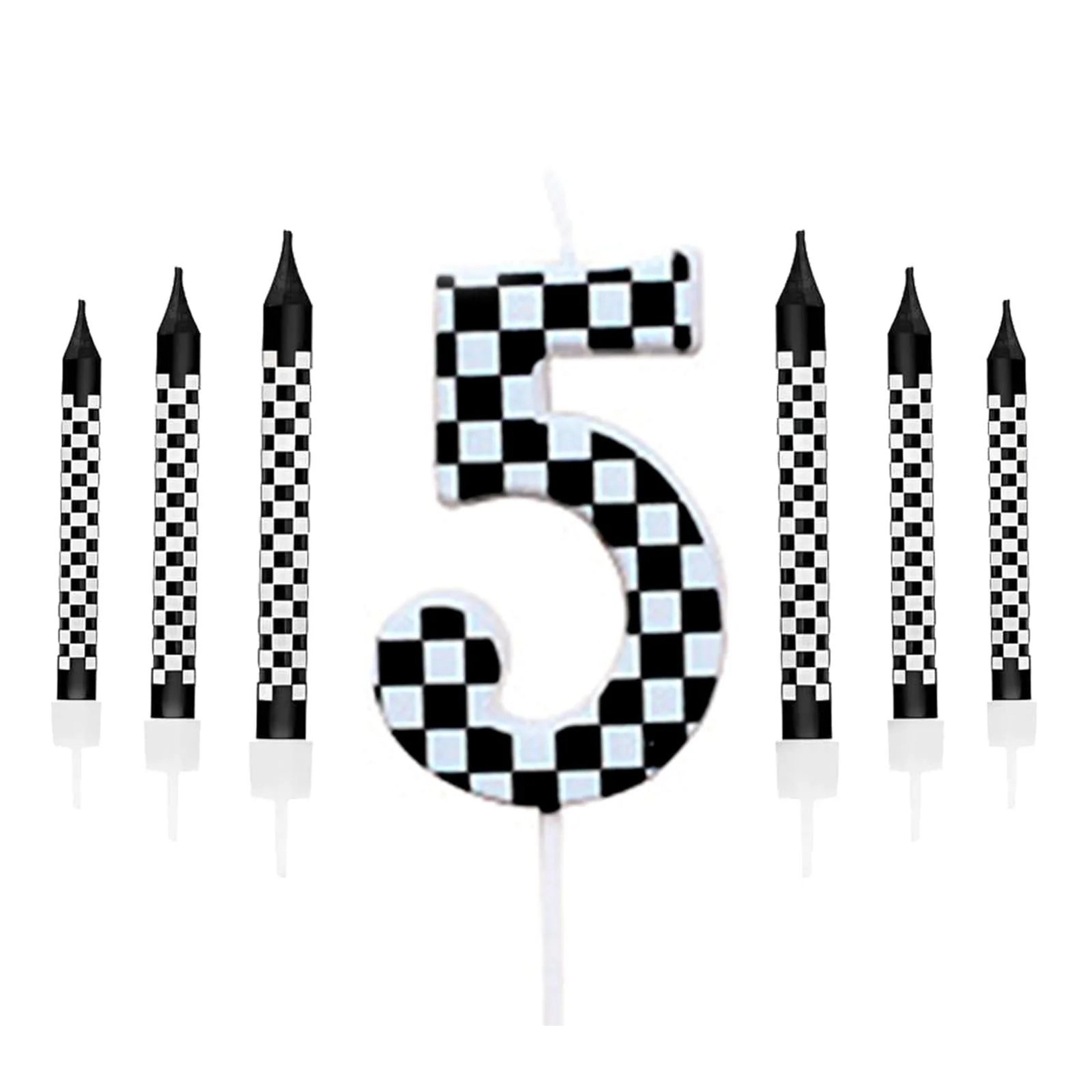 Racing Cars Birthday Numeral Candles Set  Checkered Cake Candles For RacingThemed Party Decorations 11
