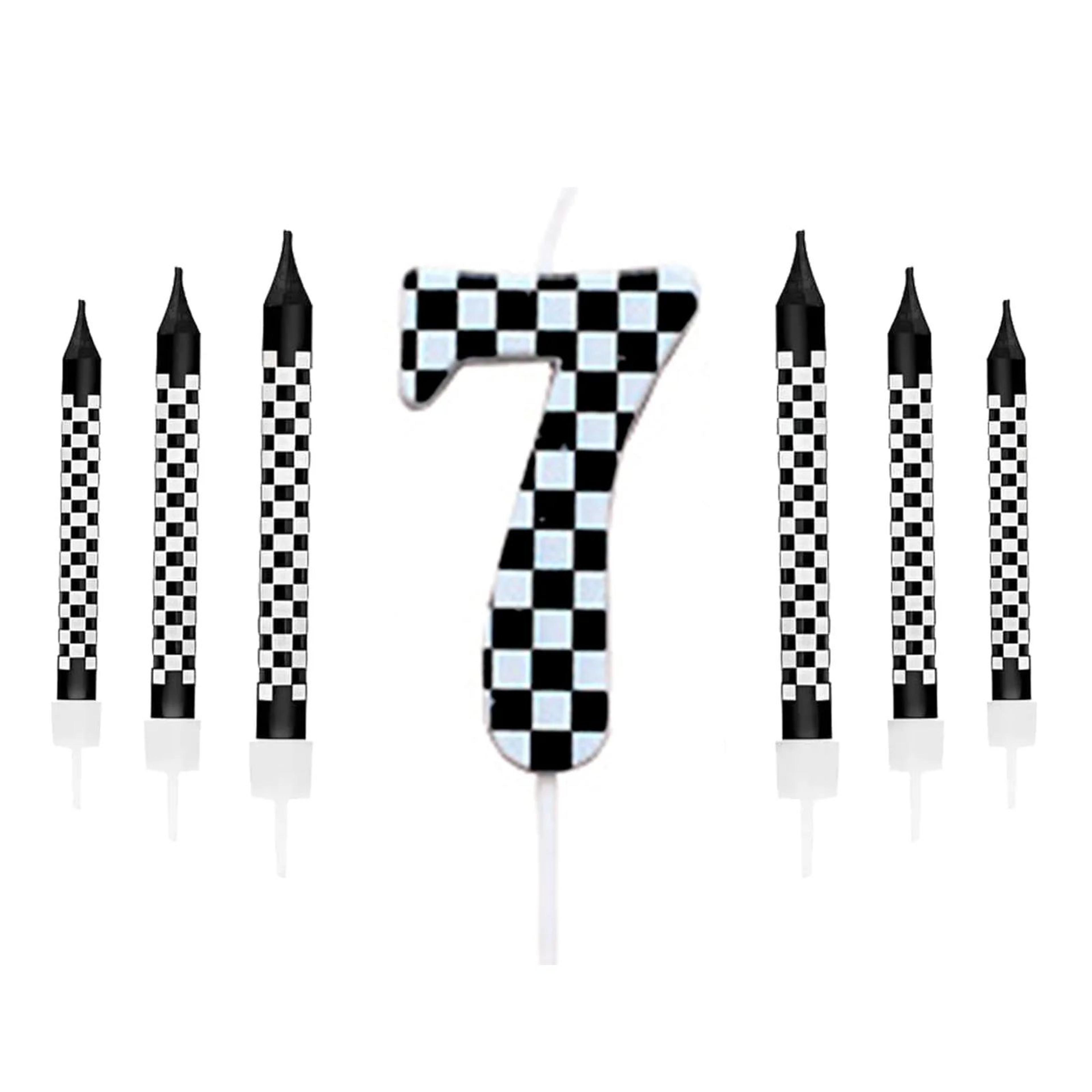 Racing Cars Birthday Numeral Candles Set  Checkered Cake Candles For RacingThemed Party Decorations 13