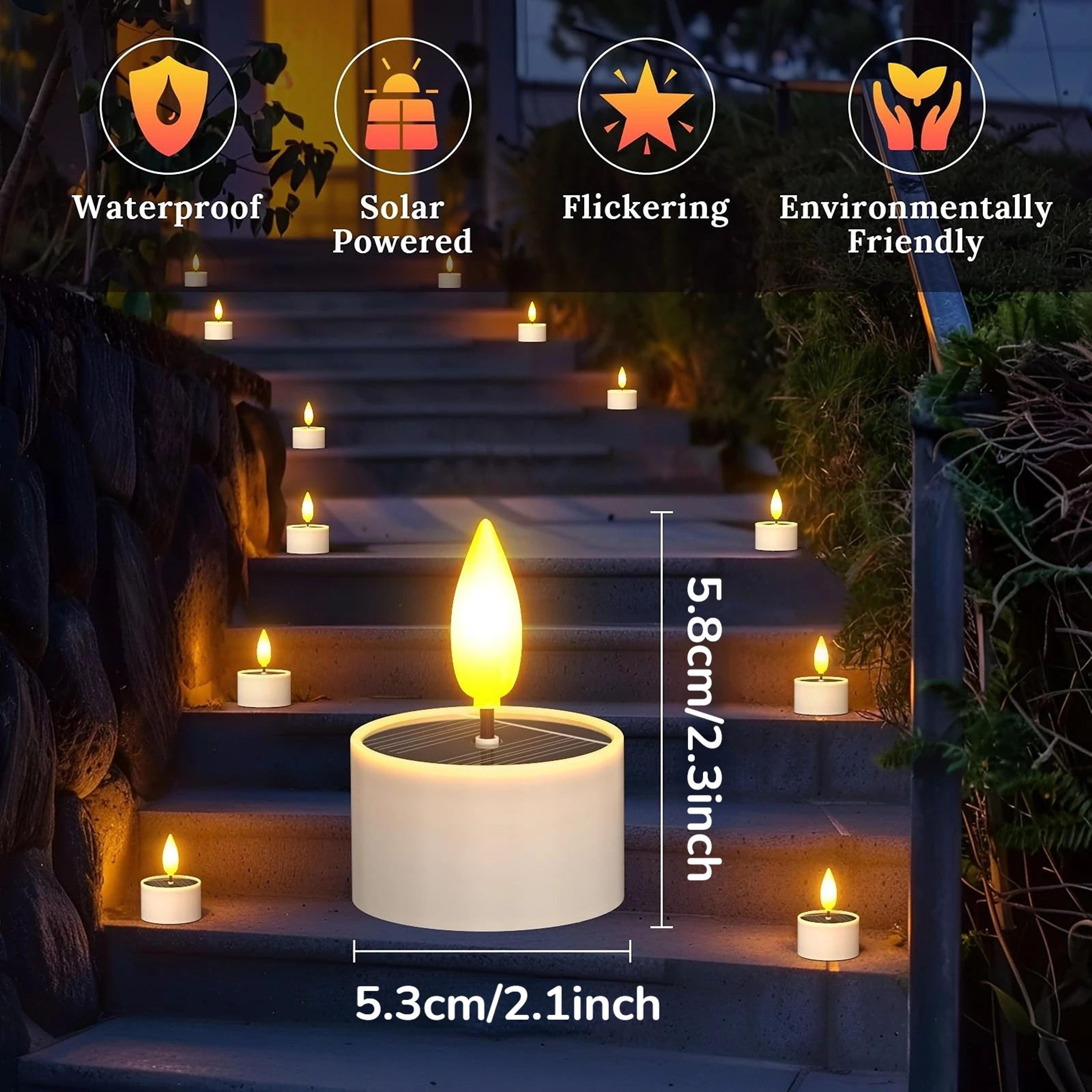 Solar LED Flickering Tea Lights  Waterproof Flameless Dusk To Dawn Candles For Garden Lantern  Outd 3