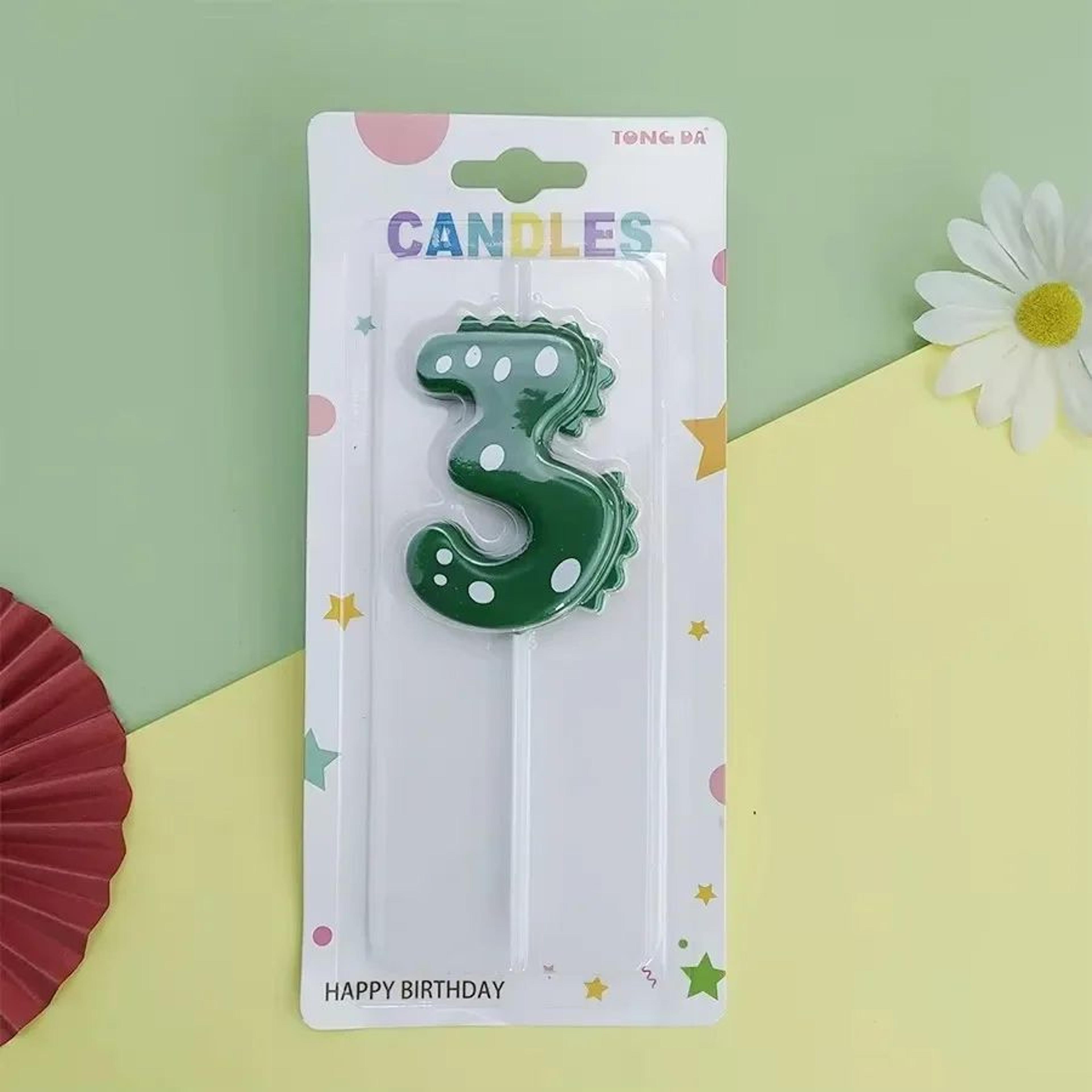 Green Dinosaur Number Birthday Candle  Cute Boy Cake Decoration Paraffin Wax Party Candle 09 9