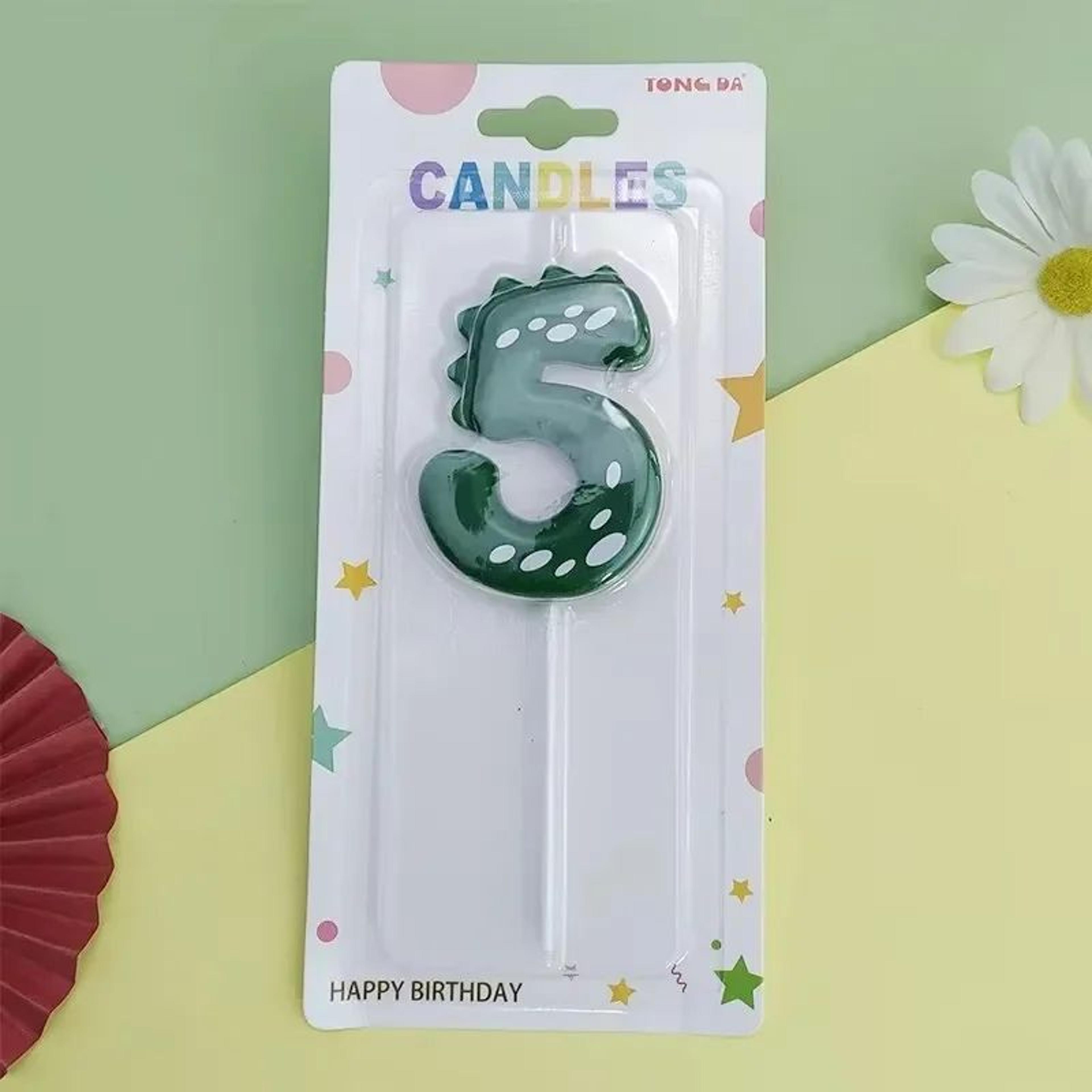Green Dinosaur Number Birthday Candle  Cute Boy Cake Decoration Paraffin Wax Party Candle 09 11