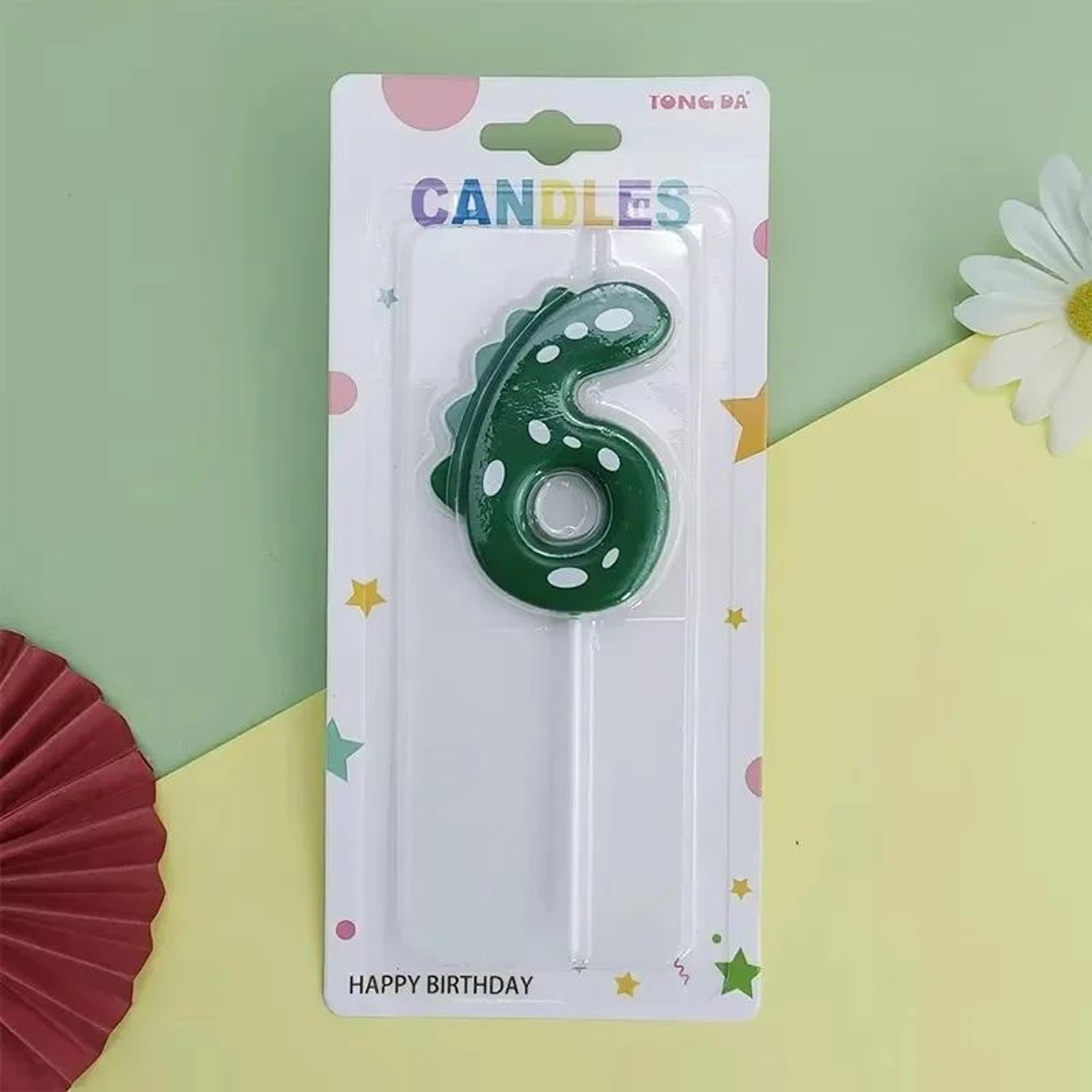 Green Dinosaur Number Birthday Candle  Cute Boy Cake Decoration Paraffin Wax Party Candle 09 12