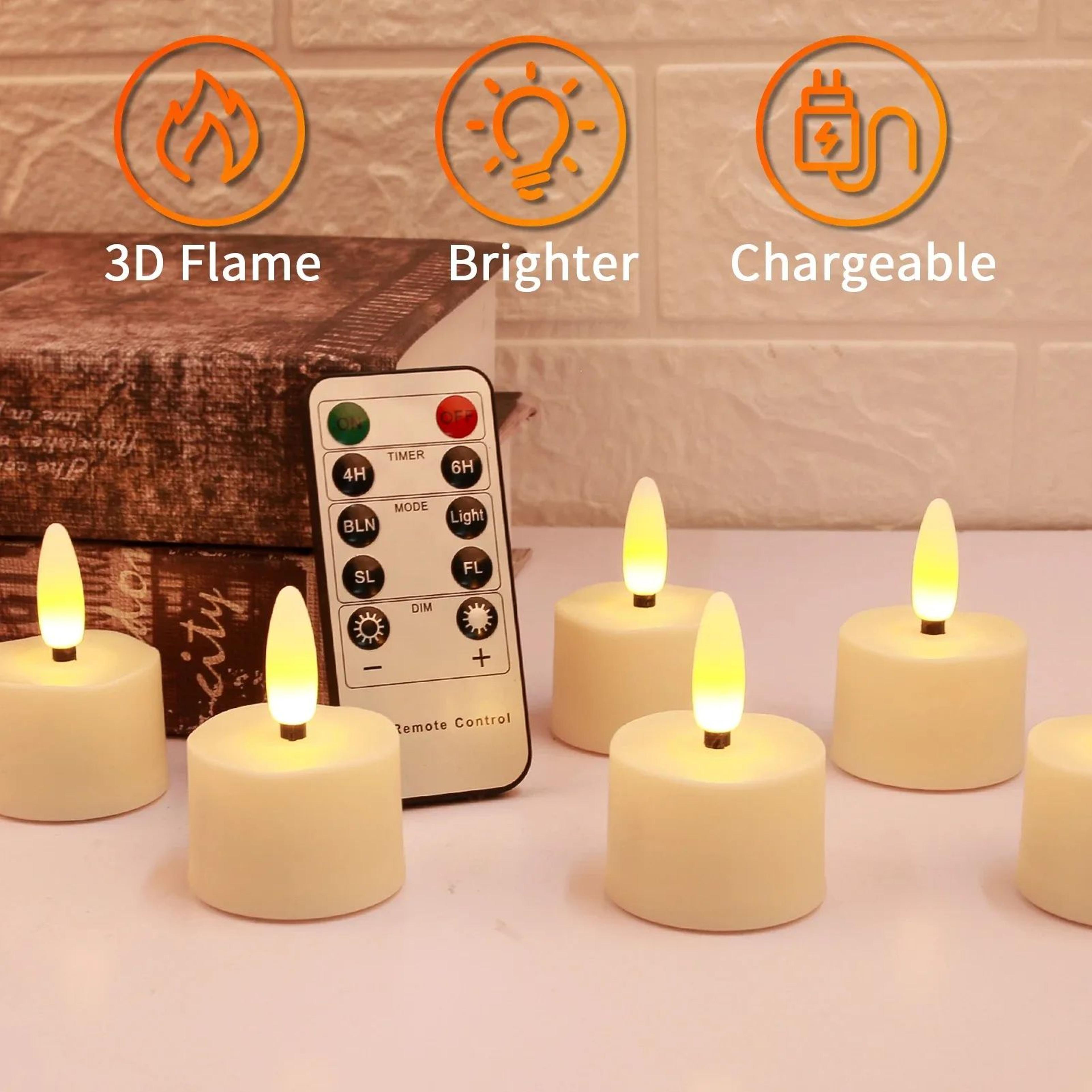 Rechargeable Flameless LED Tea Light Candles With Remote  Flickering Electronic Candles For Home De 3