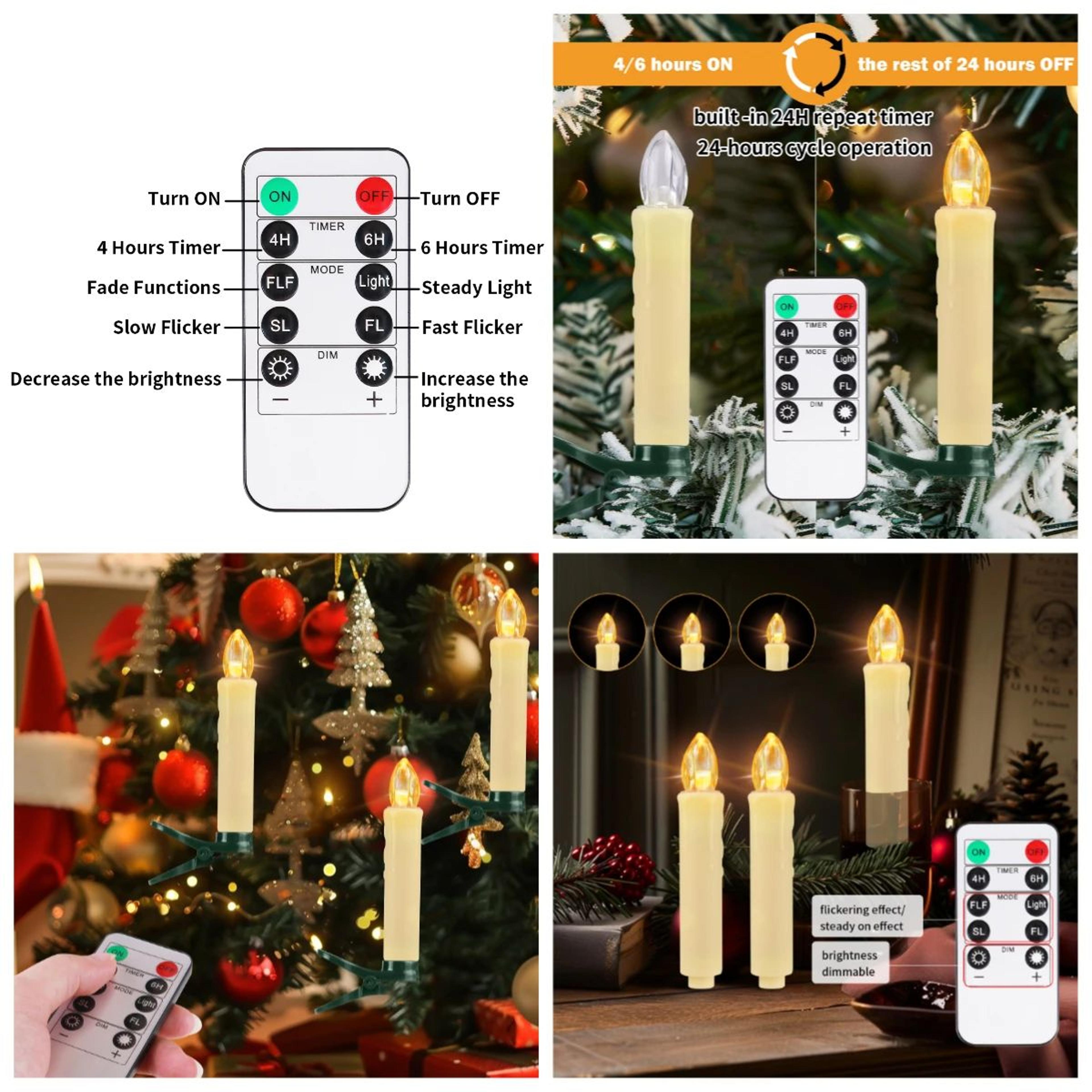 Flameless LED Taper Candles With Remote  Timer  ClipOn Christmas Tree Lights For Holiday  Wedding D 2
