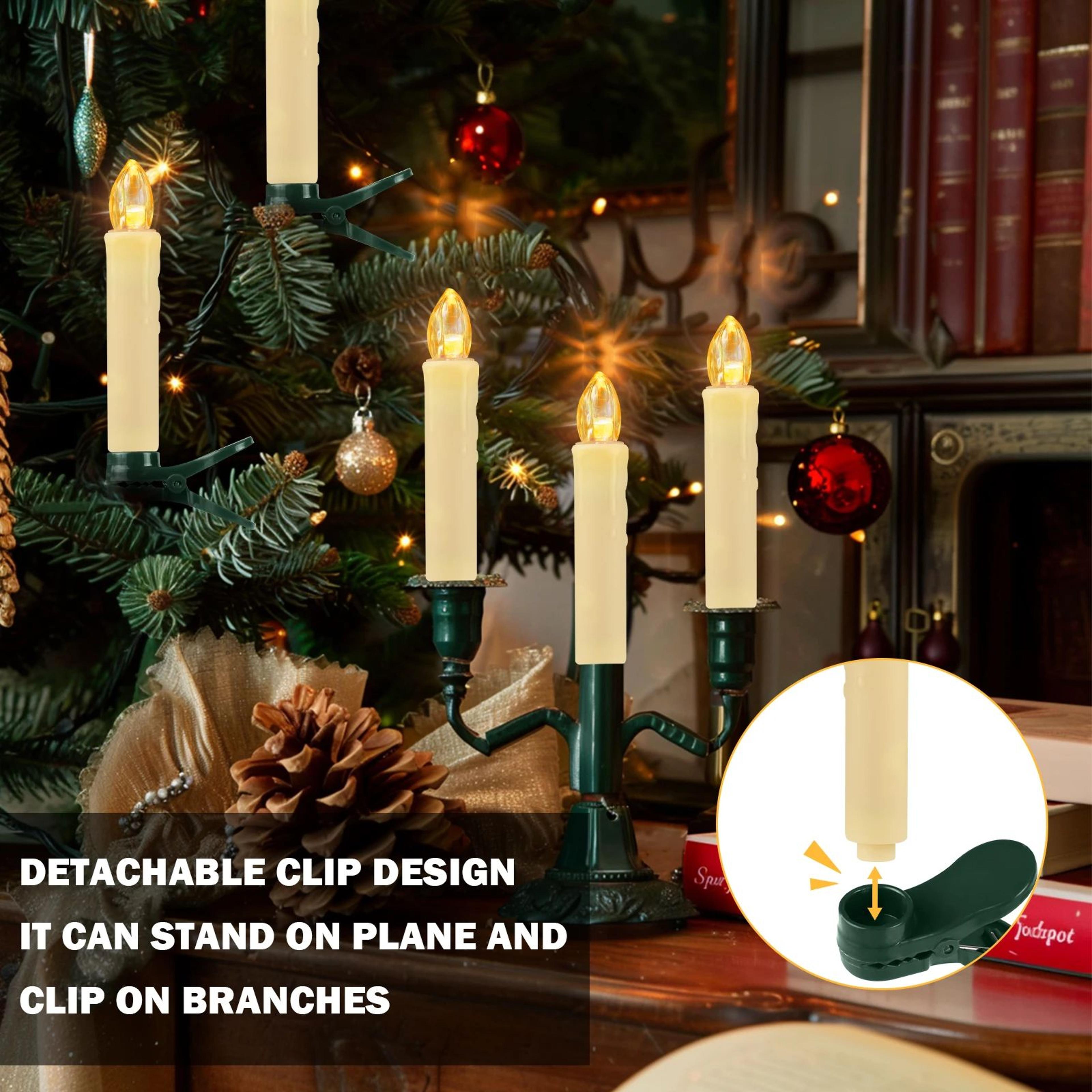 Flameless LED Taper Candles With Remote  Timer  ClipOn Christmas Tree Lights For Holiday  Wedding D 3