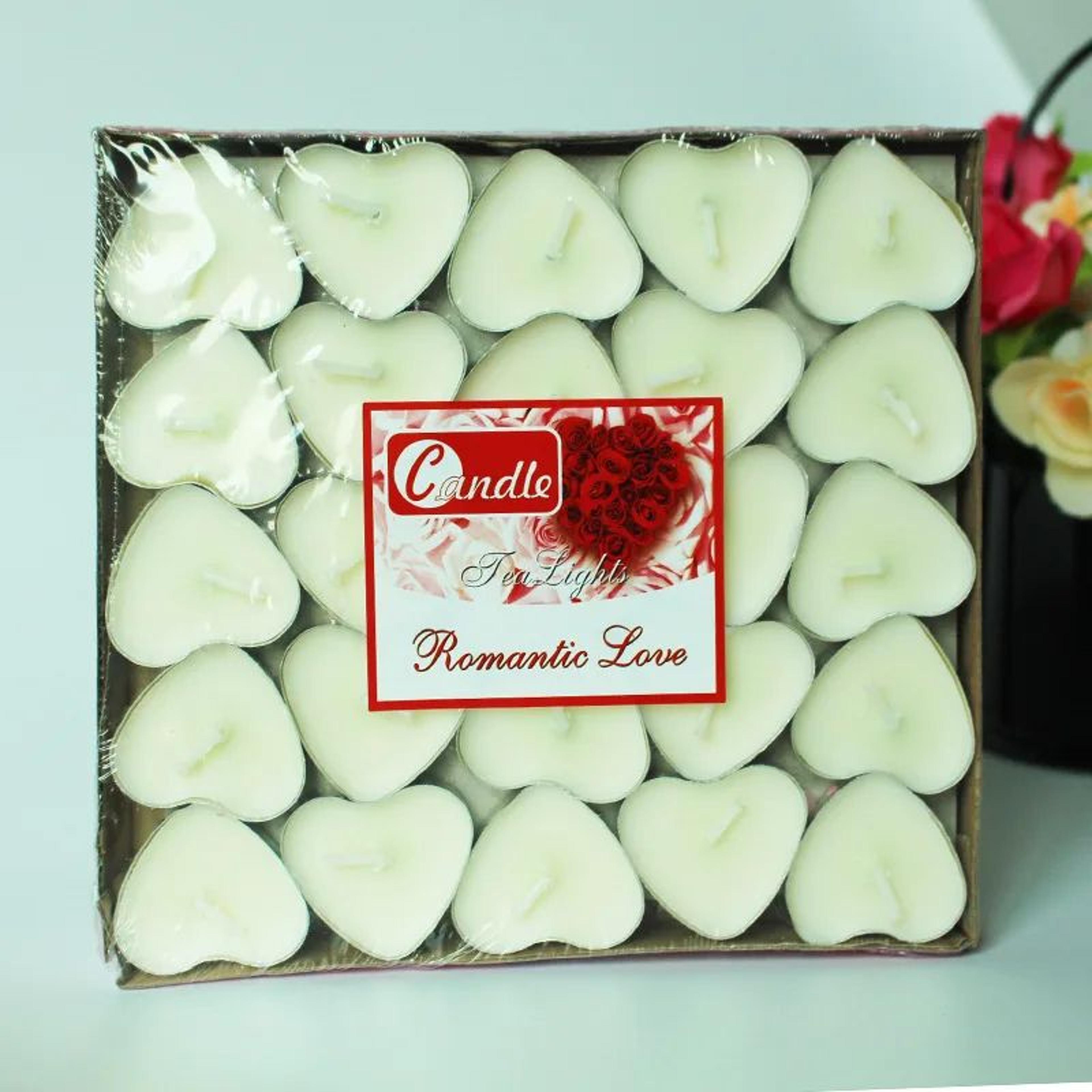 50pcs HeartShaped Tea Candles Set  Smokeless Wax Candles For Weddings Birthdays Valentines Day  DIY 10