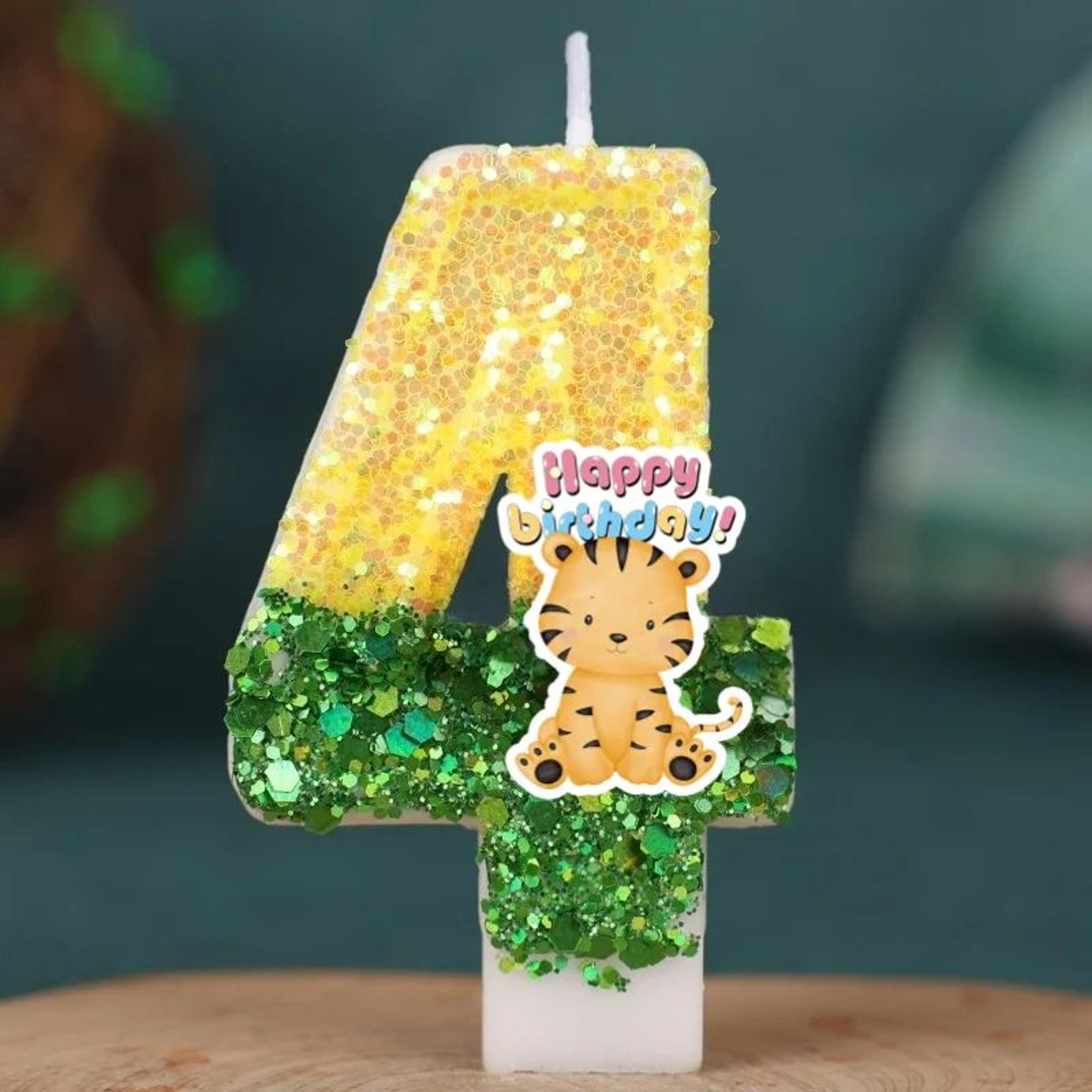Forest Animal Leopard Number Digital Candle 09  Cartoon Birthday Cake Decoration For Kids Party 3