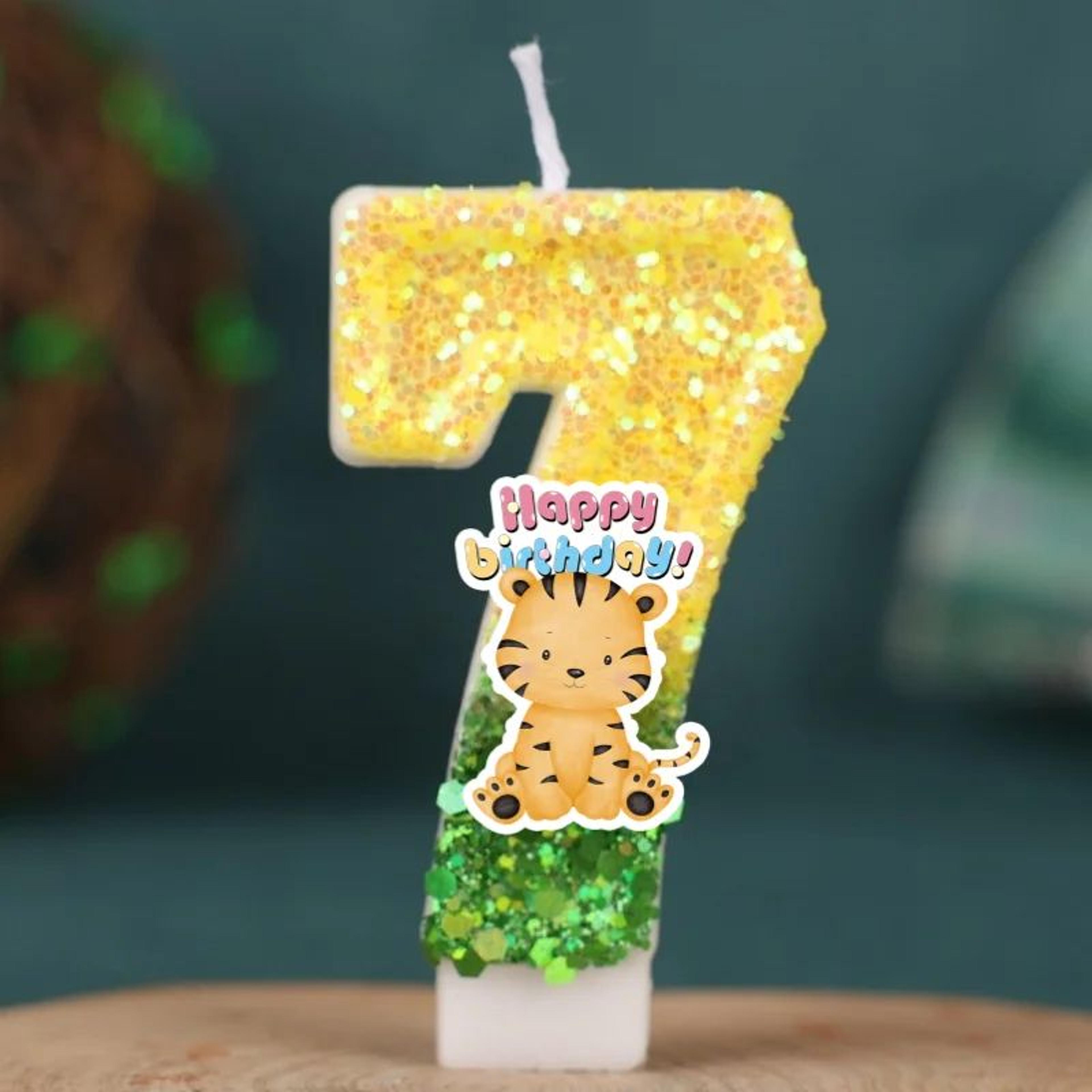 Forest Animal Leopard Number Digital Candle 09  Cartoon Birthday Cake Decoration For Kids Party 13
