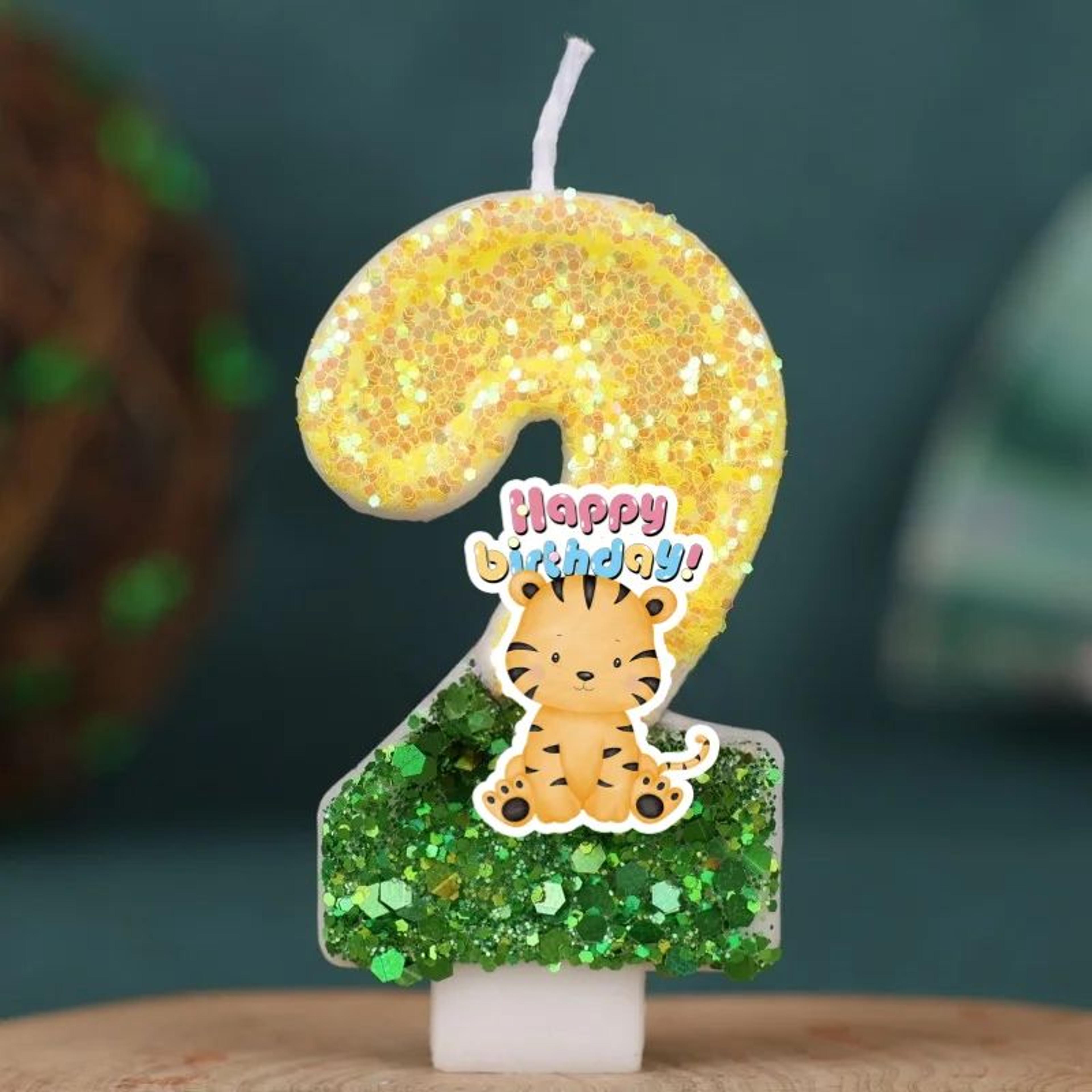 Forest Animal Leopard Number Digital Candle 09  Cartoon Birthday Cake Decoration For Kids Party 8