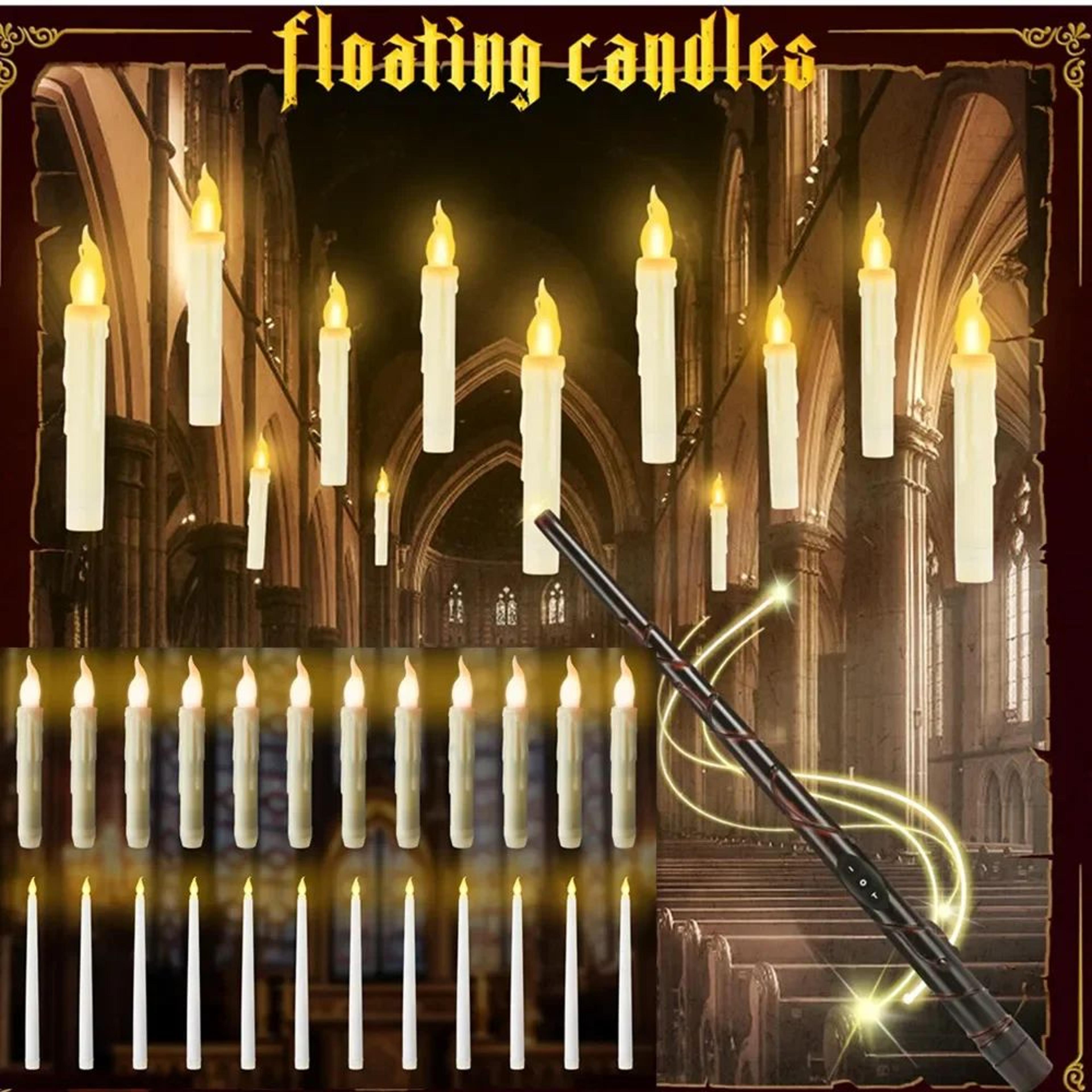 Floating Flameless LED Candles With Magic Wand Remote Flickering Hanging Taper Candles For Hallowee 1