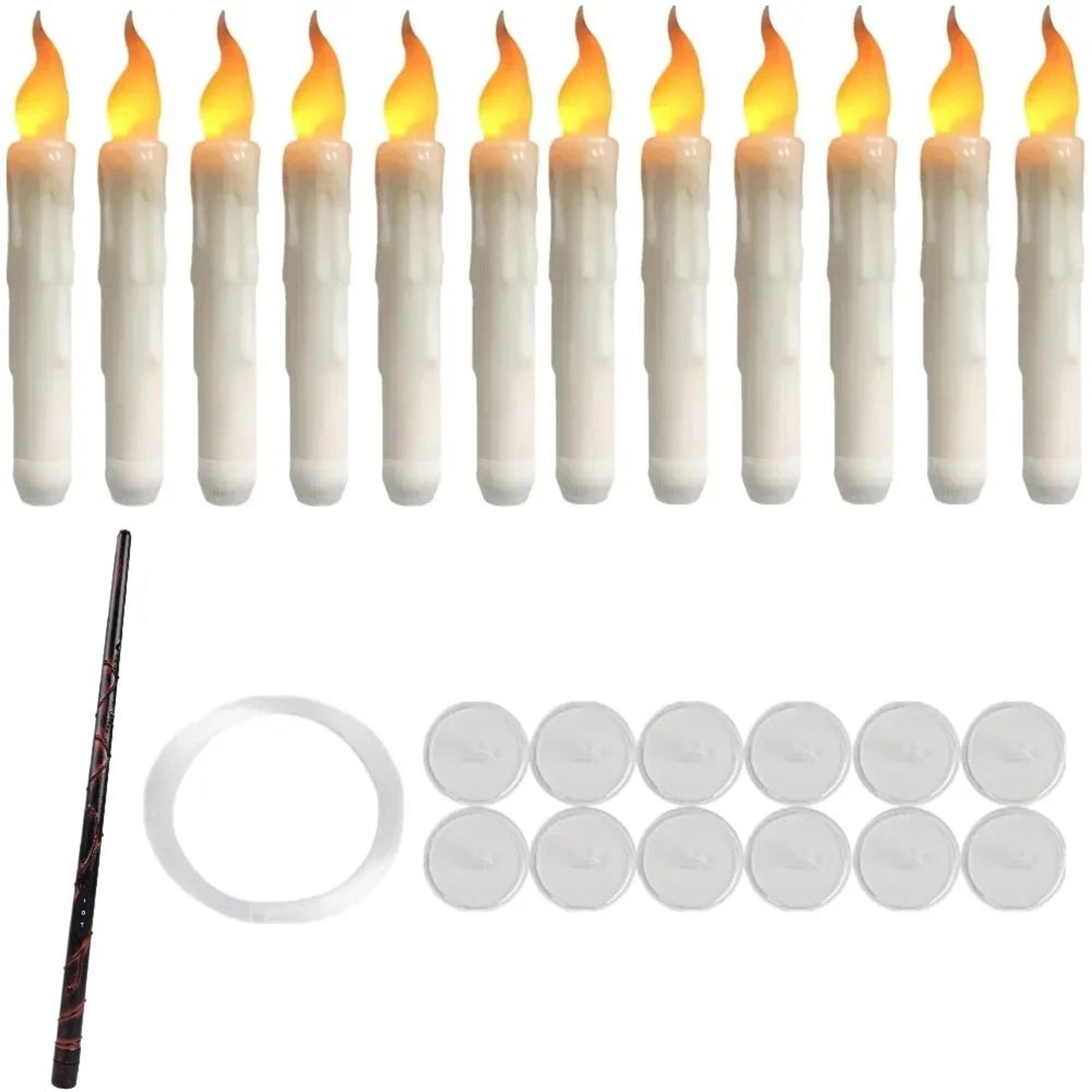 Floating Flameless LED Candles With Magic Wand Remote Flickering Hanging Taper Candles For Hallowee 7