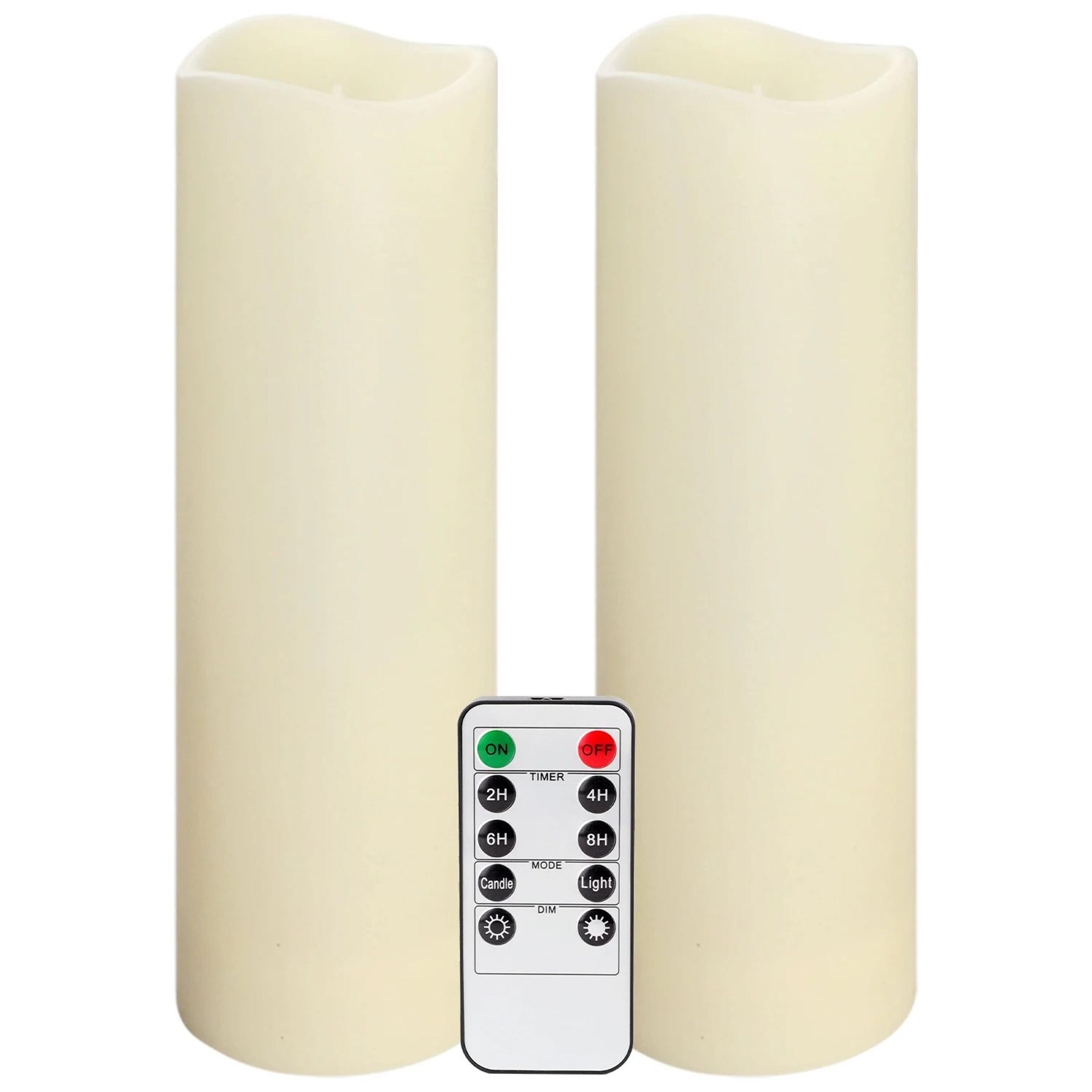 BatteryPowered LED Wax Candles With Remote Control  Flameless Dimmable Decorative Pillar Candles 9