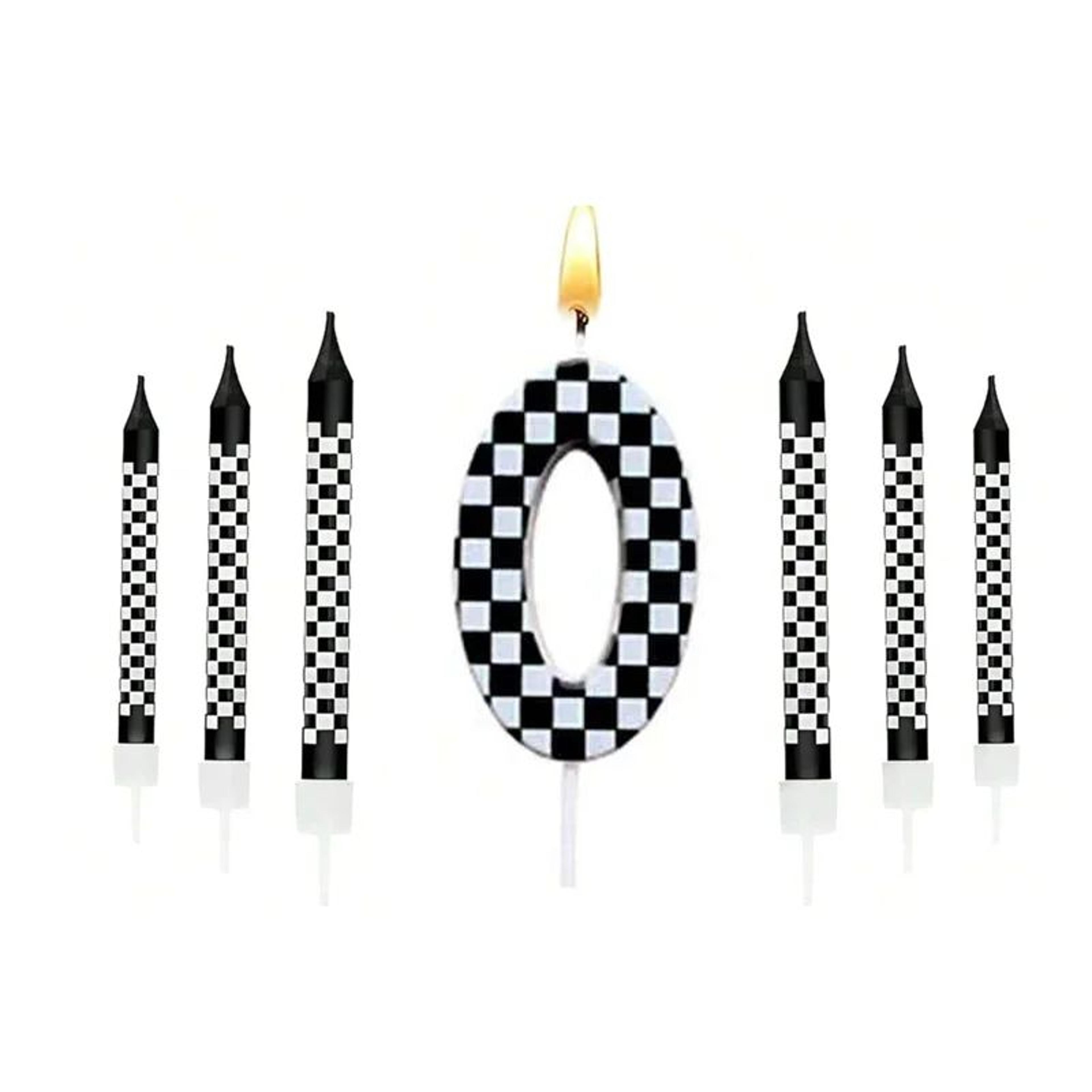 7pcs Racing Cars Birthday Candle Set  Number Cake Candles With Checkered Party Decorations 6