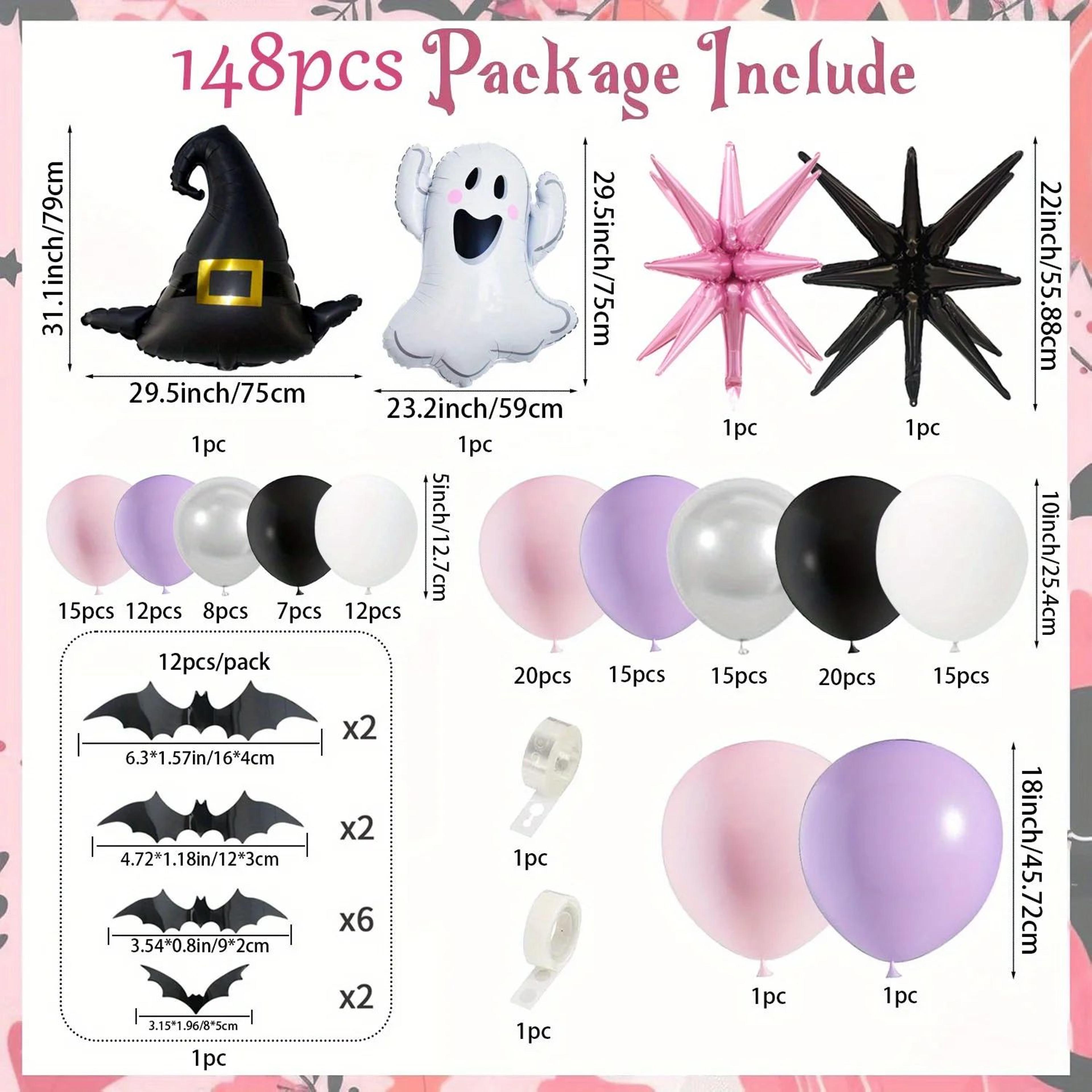 148pcs Pink  Purple Halloween Balloon Garland Kit  Ghost Foil Balloons Latex Party Decorations  Arc 1