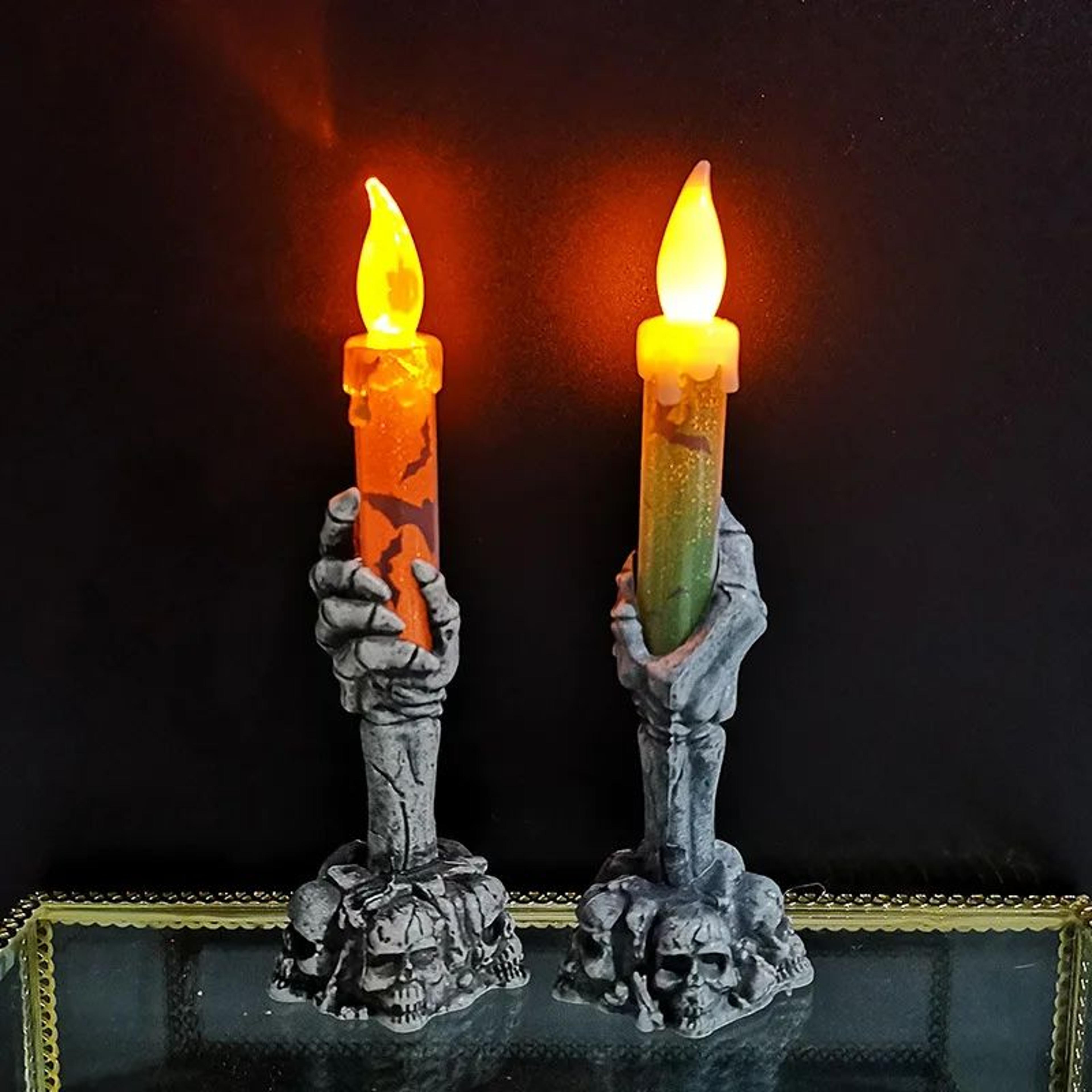 Halloween LED Party Candles  Skeleton Ghost  Pumpkin Decorations For Home Cakes  Holiday Parties 0