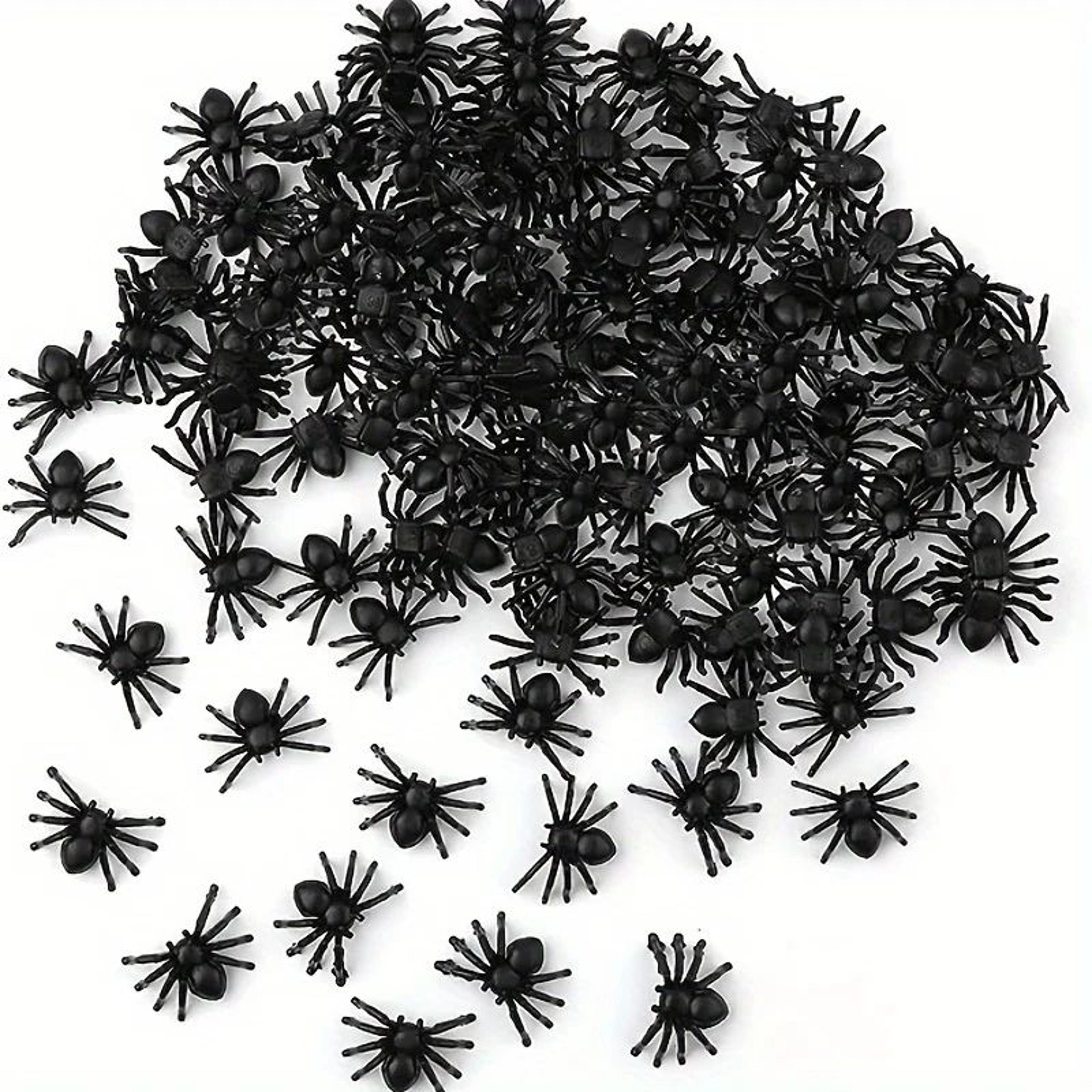realistic plastic mini spider decoration – black halloween prank prop & haunted house decor