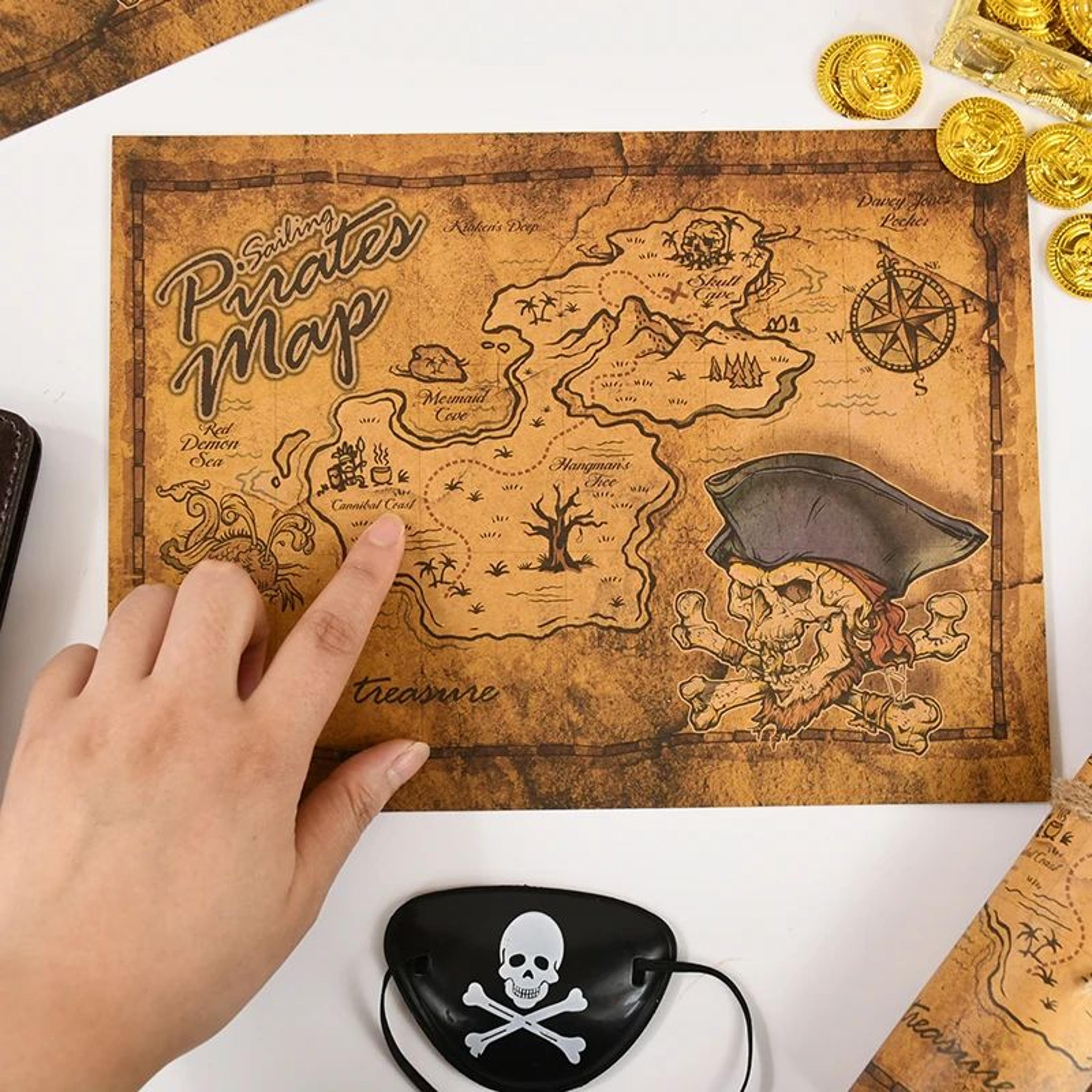 Vintage Pirate Treasure Map  Kids Party Treasure Hunt Prop Pirate Birthday Decoration  Halloween Fa 3