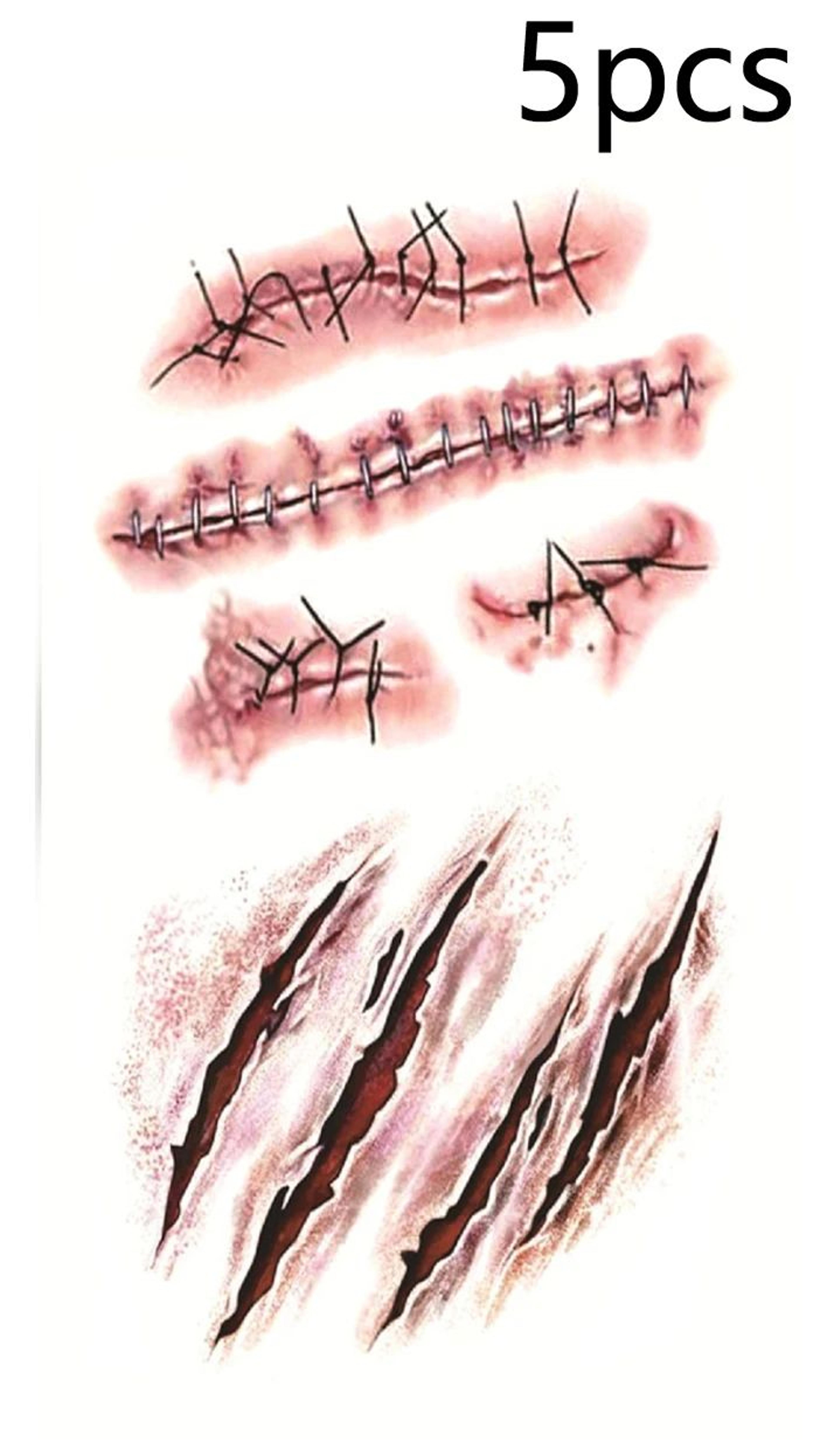 510pcs Halloween Scar Temporary Tattoo Stickers  Waterproof Fake Blood Wound Tattoos For Cosplay  P 9