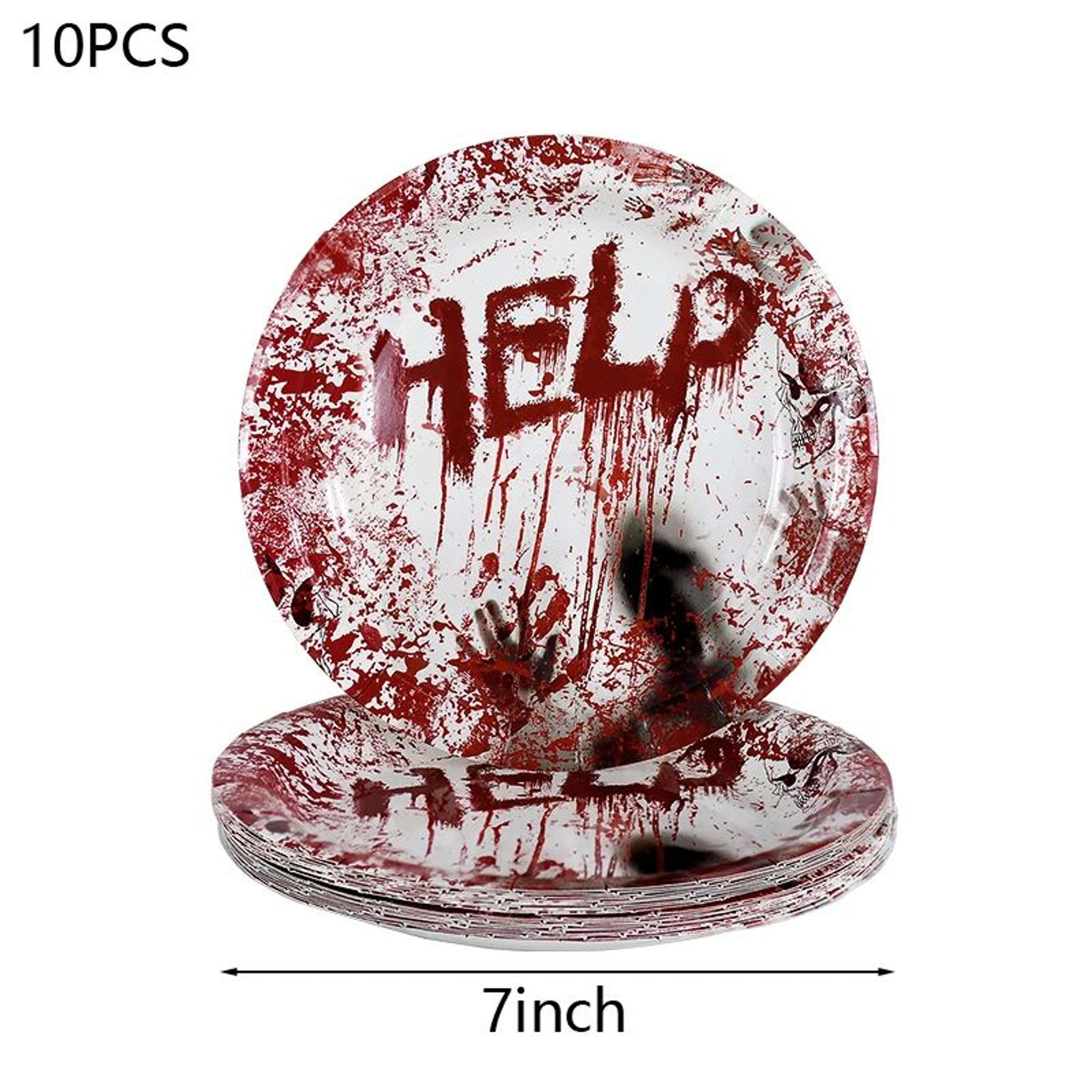 Halloween Bloody Handprint Disposable Party Tableware Set  Paper Plates Cups  Popcorn Boxes 7