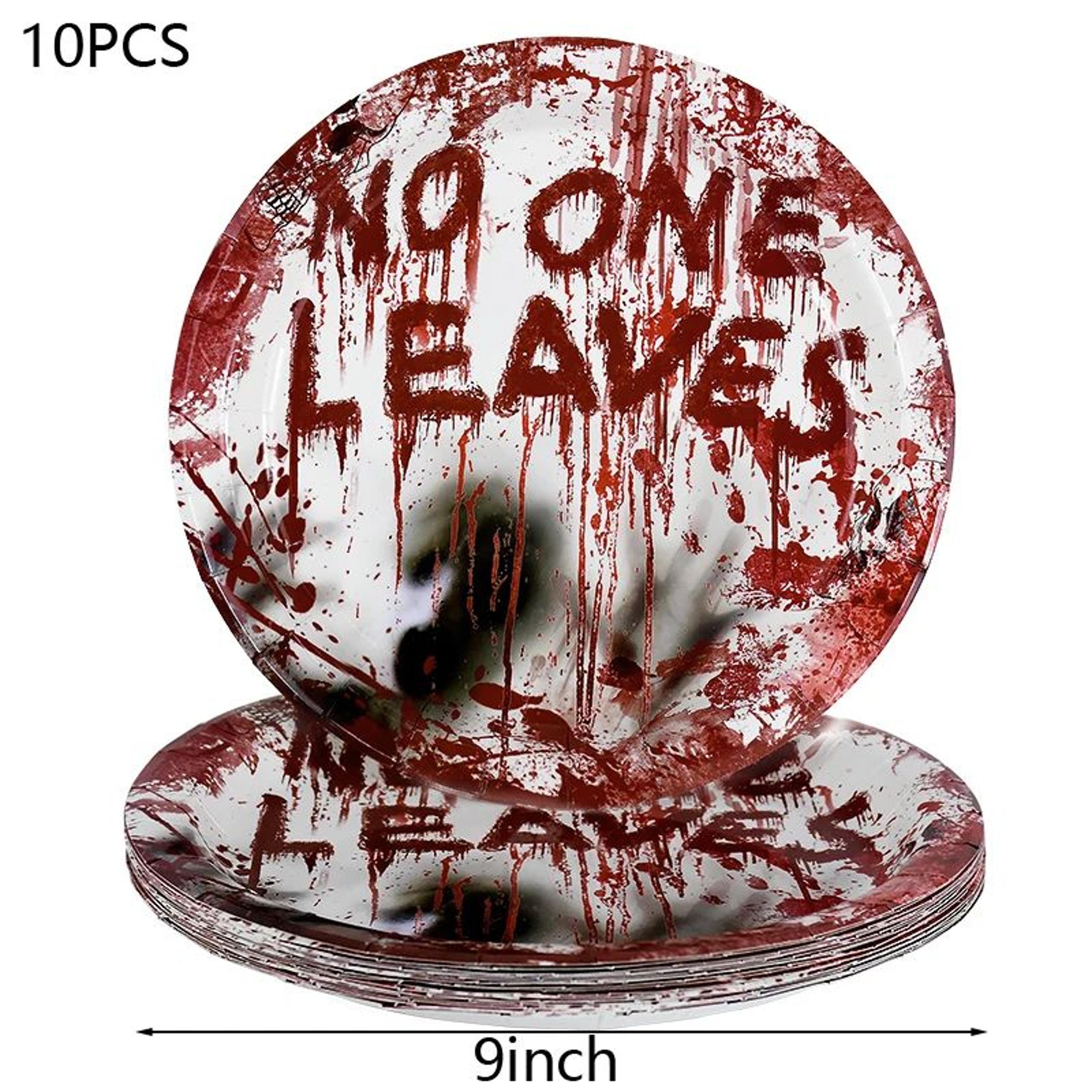 Halloween Bloody Handprint Disposable Party Tableware Set  Paper Plates Cups  Popcorn Boxes 8