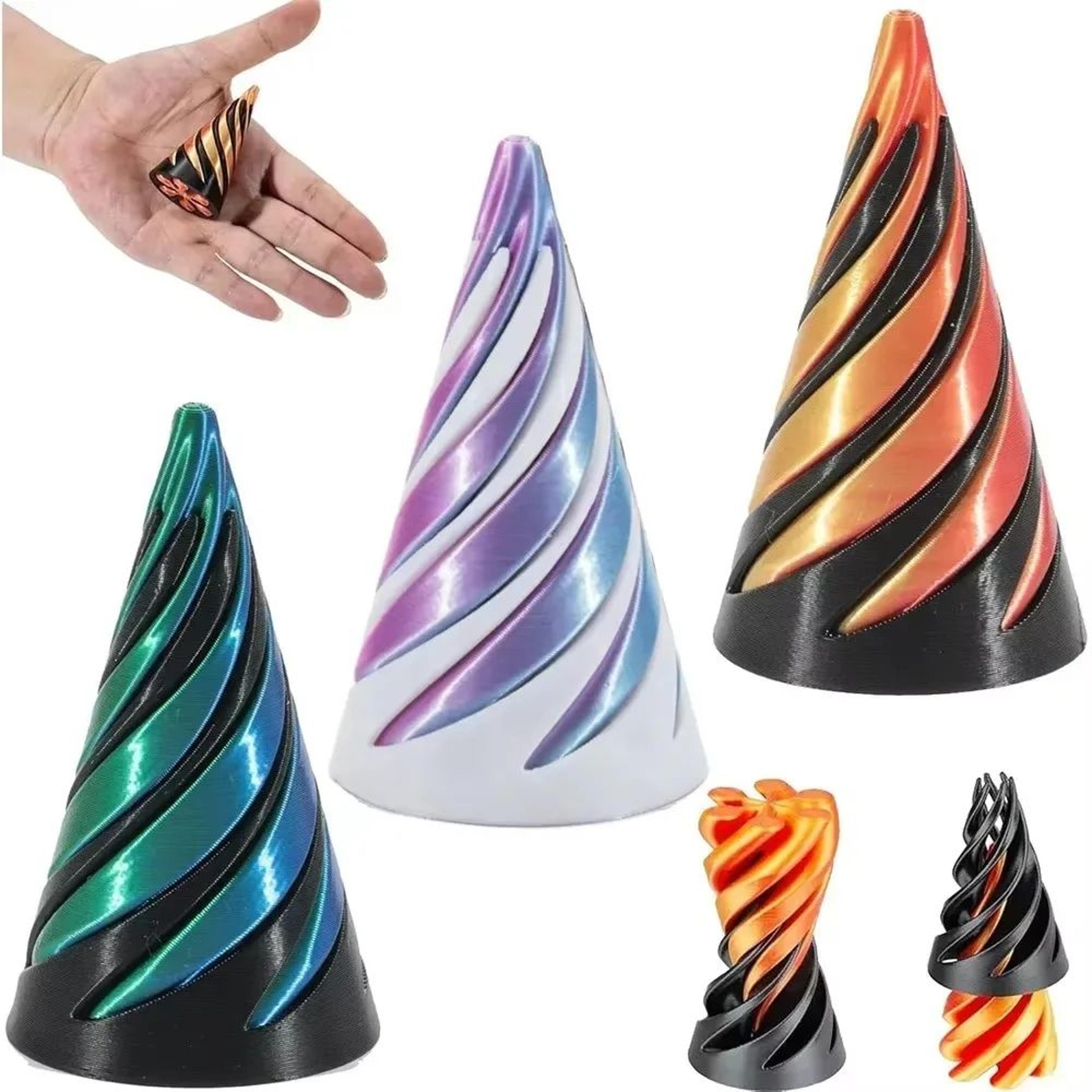 3D Printed Helix Spiral Cone Fidget Toy  Rotating Optical Illusion Desk Sculpture  Stress Relief De 5