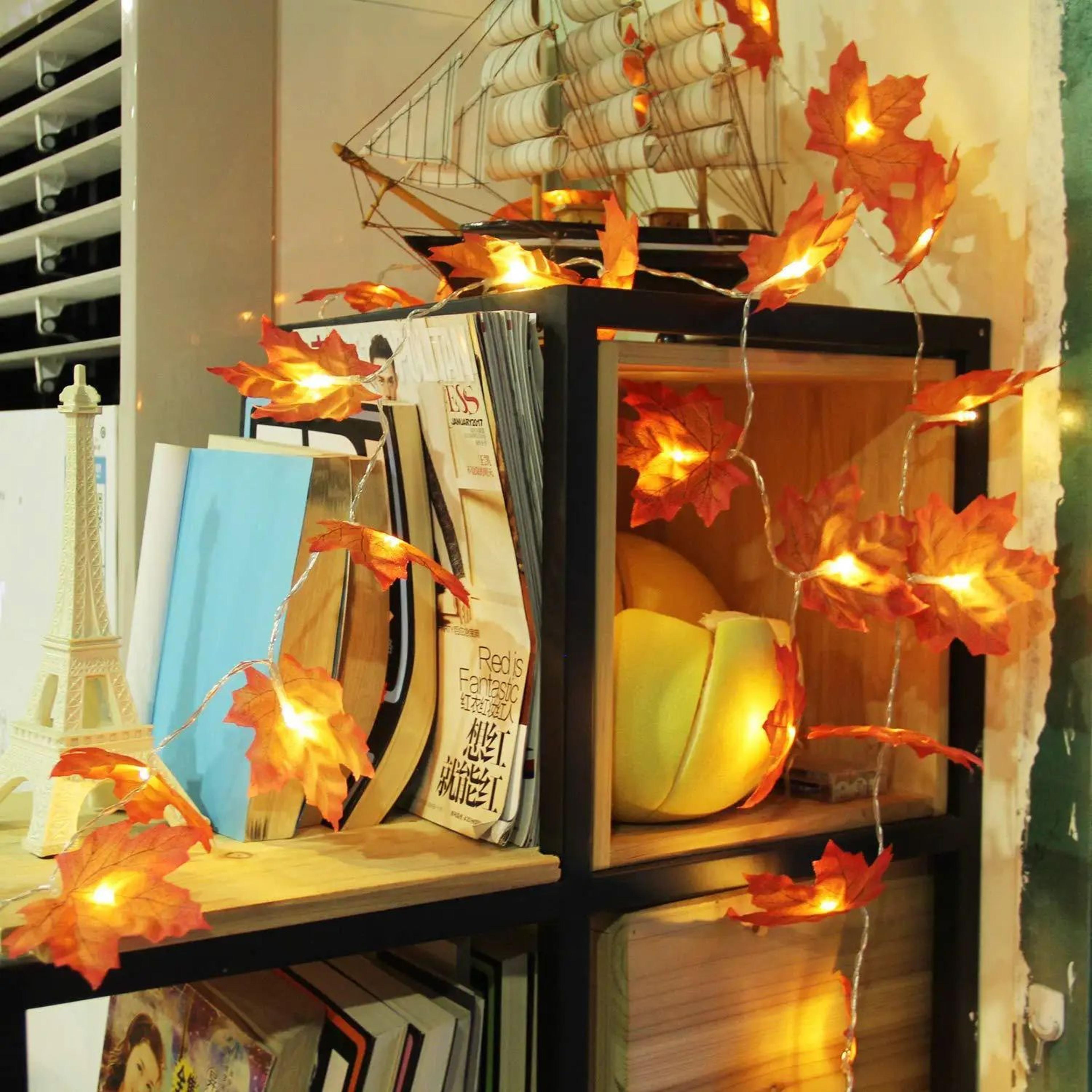 Artificial Maple Leaf LED String Lights  Fall Garland For Christmas Halloween  Party Decor 3